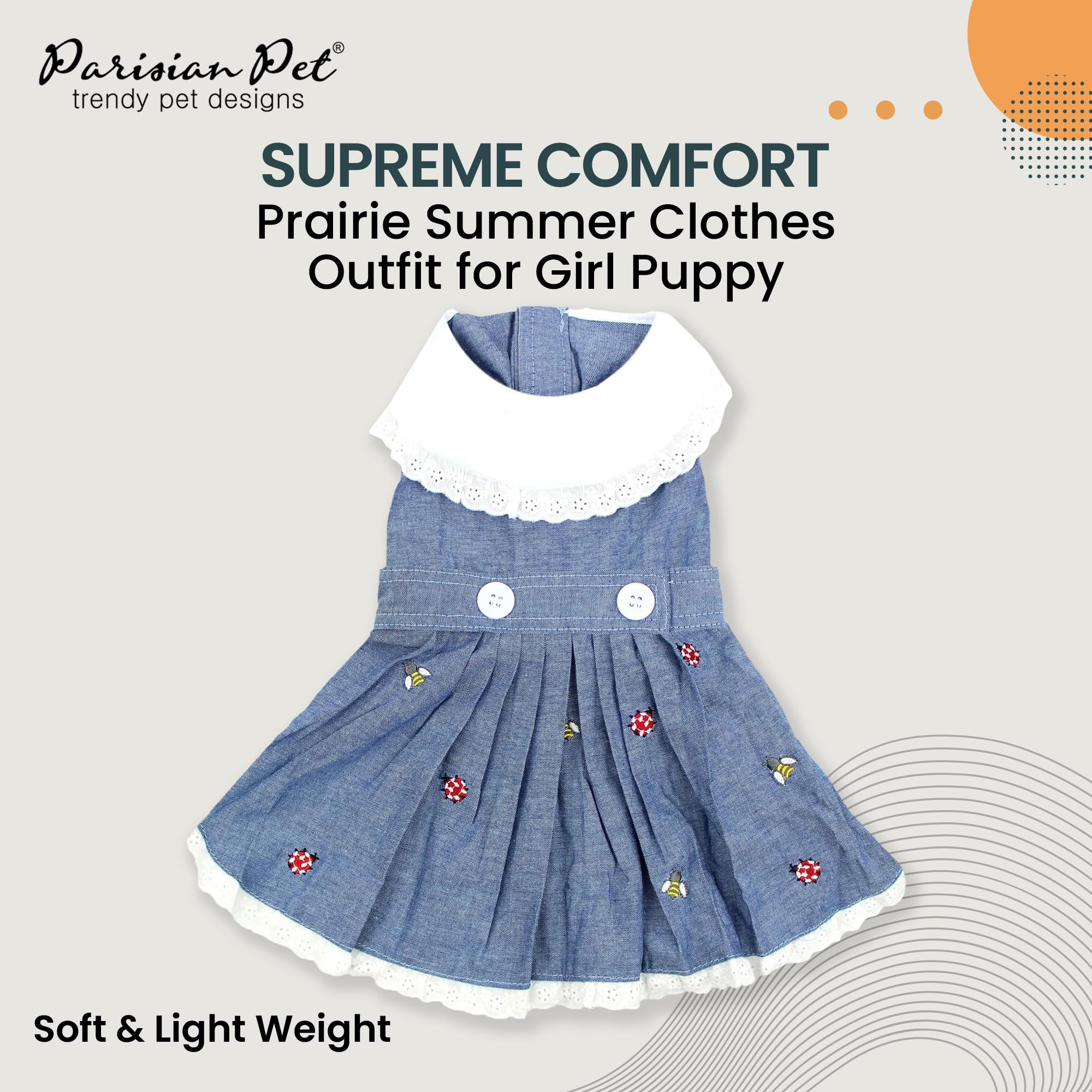 Parisian Pet Chambray Overall Dress - Lightweight And Fashionable Summer Skirt - Sleeveless Clothes For Large Dogs Girl Xl