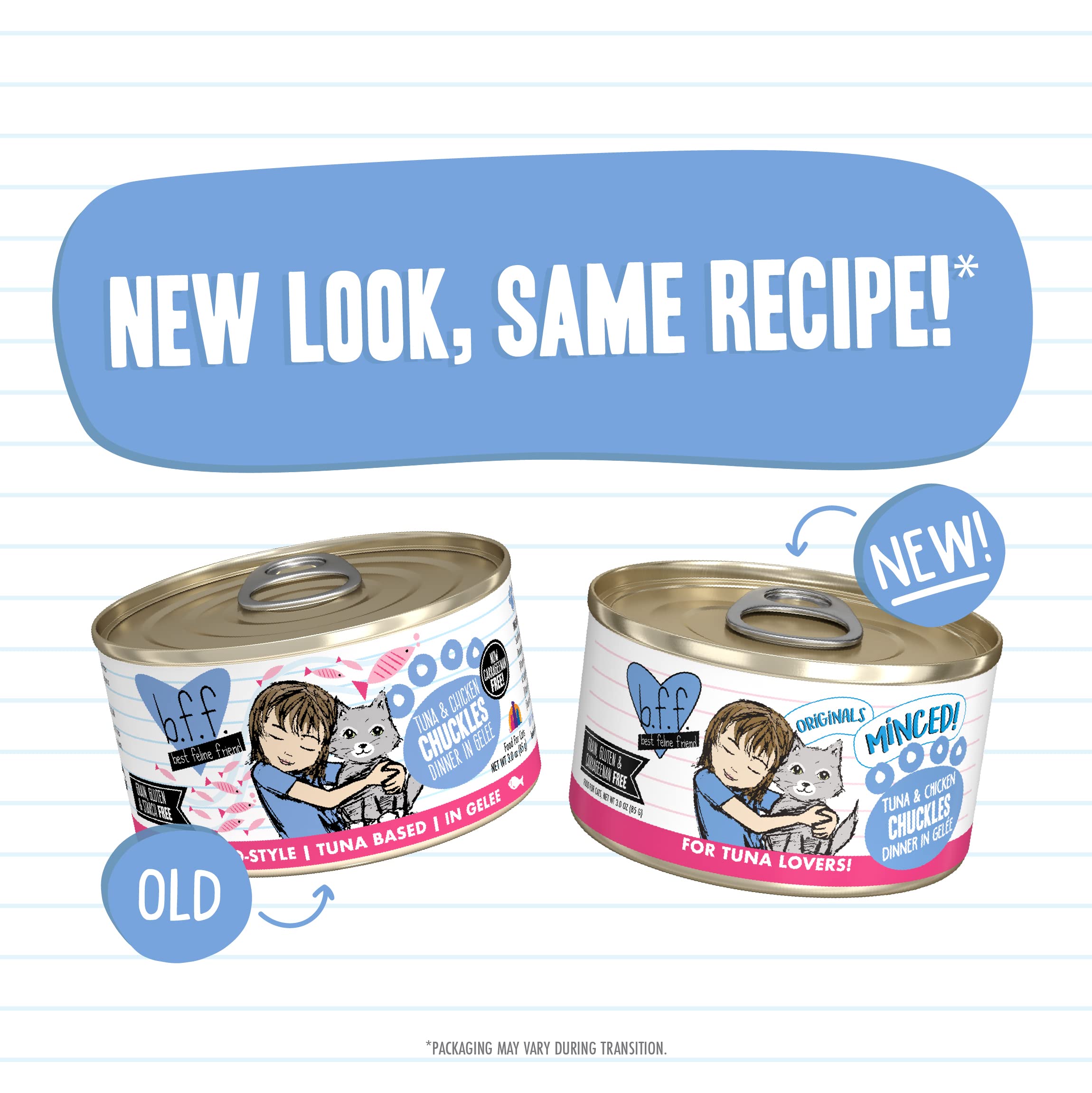 Weruva Best Feline Friend (B.F.F.) Tuna & Chicken Chuckles with Tuna & Chicken in Gel  e Cat Food, 3oz Can (Pack of 24)