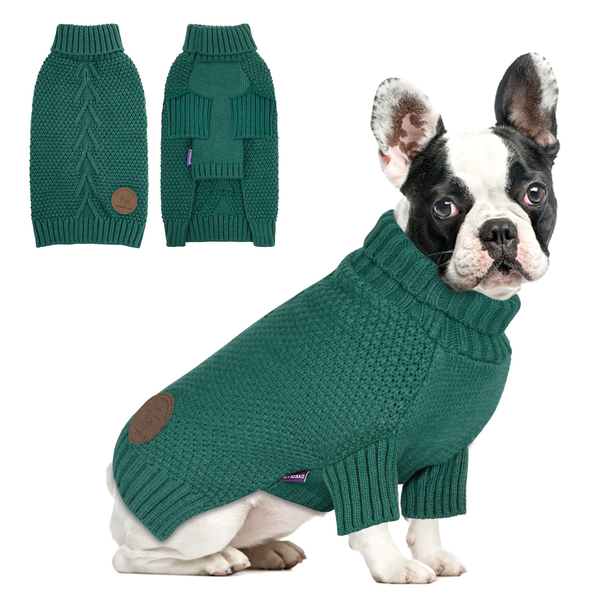 cyeollo Dog Sweater Pullover Turtleneck for Dogs, Classic Knitwear Fall Winter Cold Weather Dog Clothes Warm Pet Apparel Small M