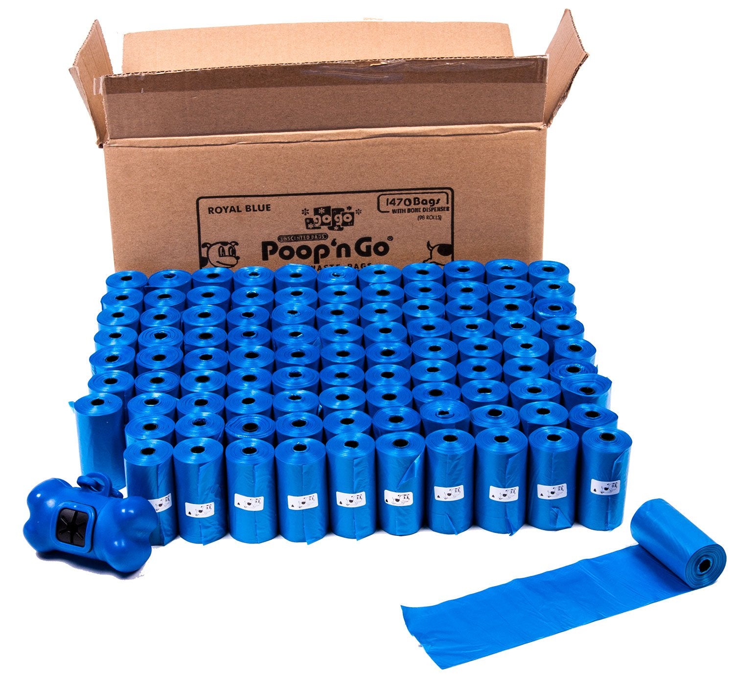 1470 Count Scented Royal Blue Gogo Pet Products Thick Pet Animal Dog Puppy Waste Poop Bags W/ Free Baggie Dispenser