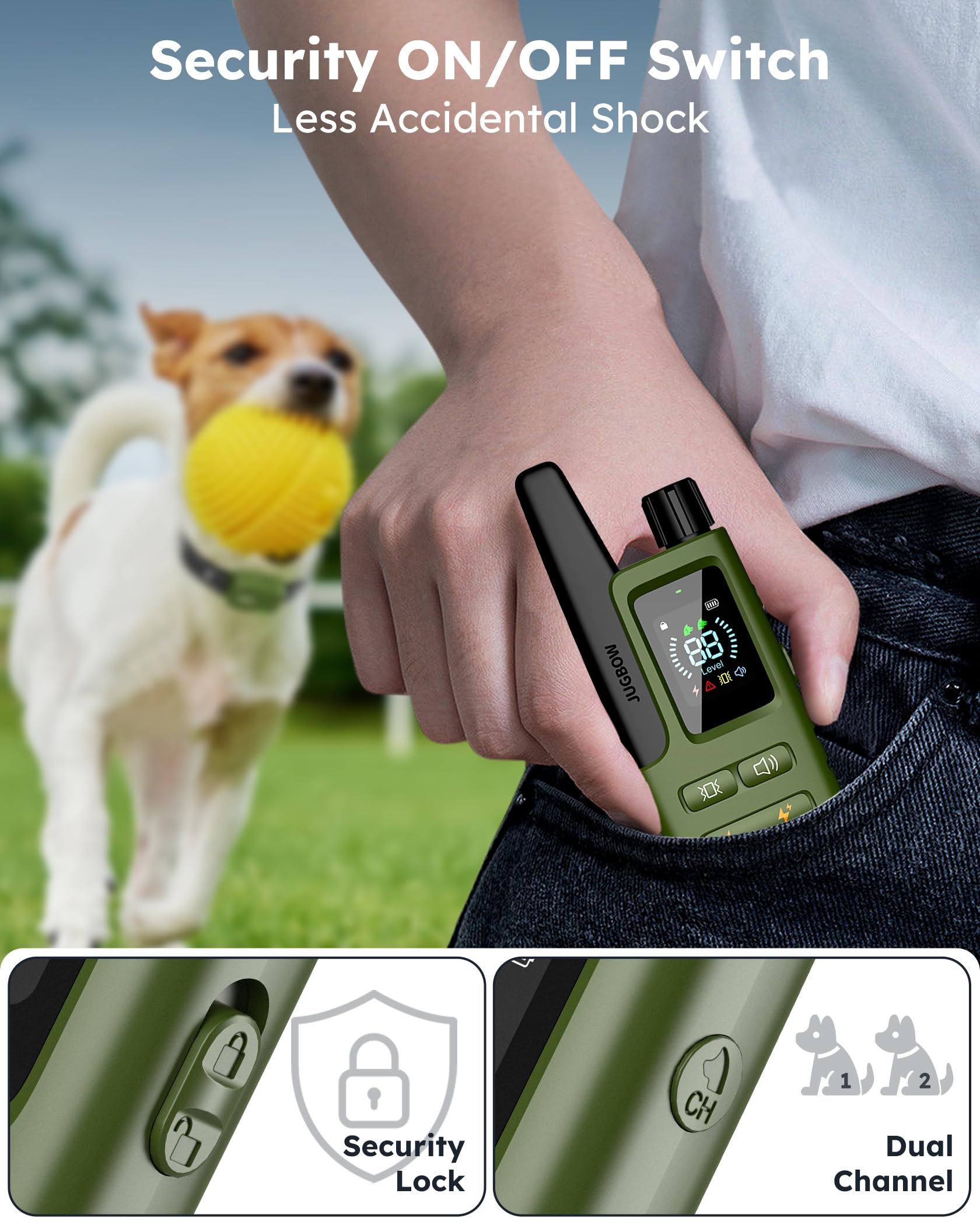 Jugbow Dog Shock Collar 2 Dogs (10-120Lbs) - 4200FT Dog Training Collar with Remote IPX7 Waterproof Electric Collar with 4 Training Modes, Security Lock, Rechargeable e-Collar for All Breeds, Sizes -Like New