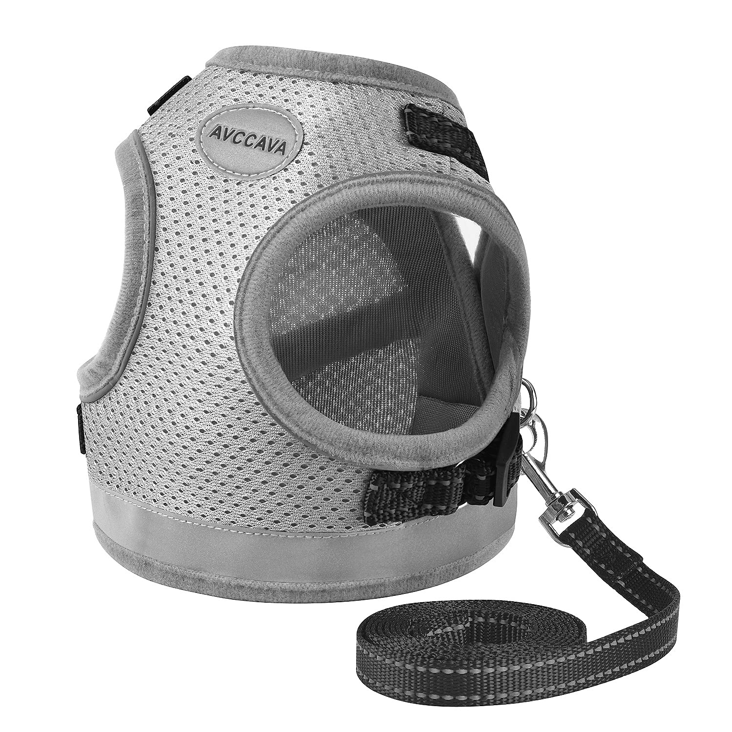 Cat Harness And Leash For Walking, Kitten Escape Proof Harnesses, Adjustable Reflective Puppy Harness With Leashes Set, Easy Adjustable Soft Net Breathable Pet Safety Vest Grey
