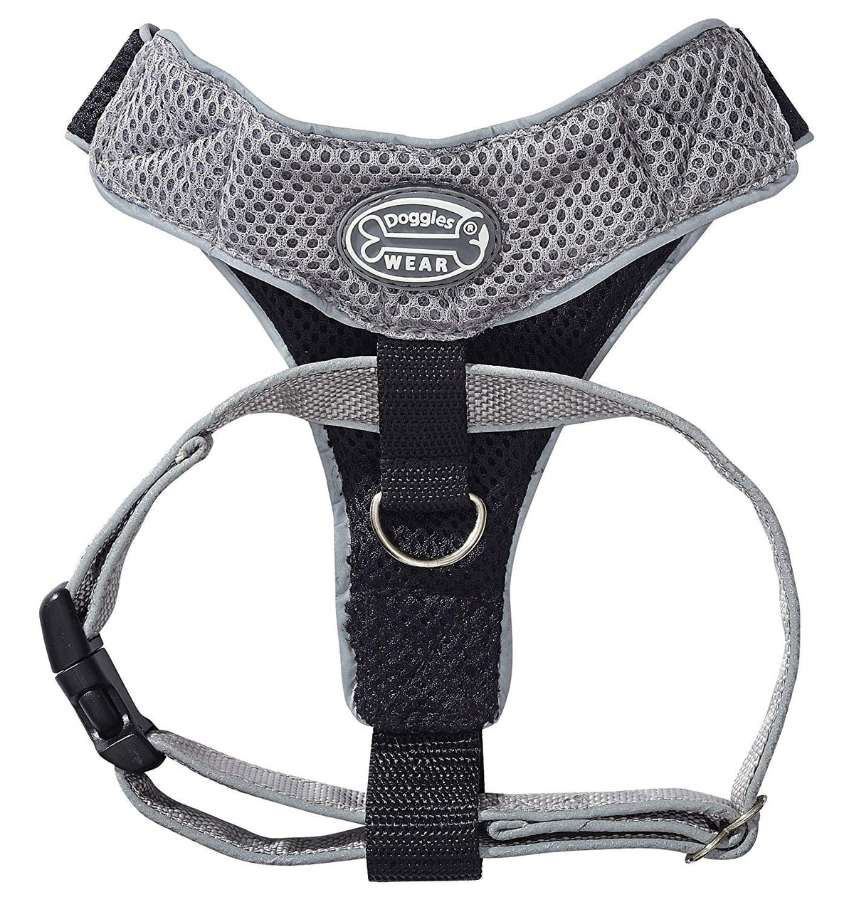 Doggles V Mesh Dog Harness, Gray/Black, Medium