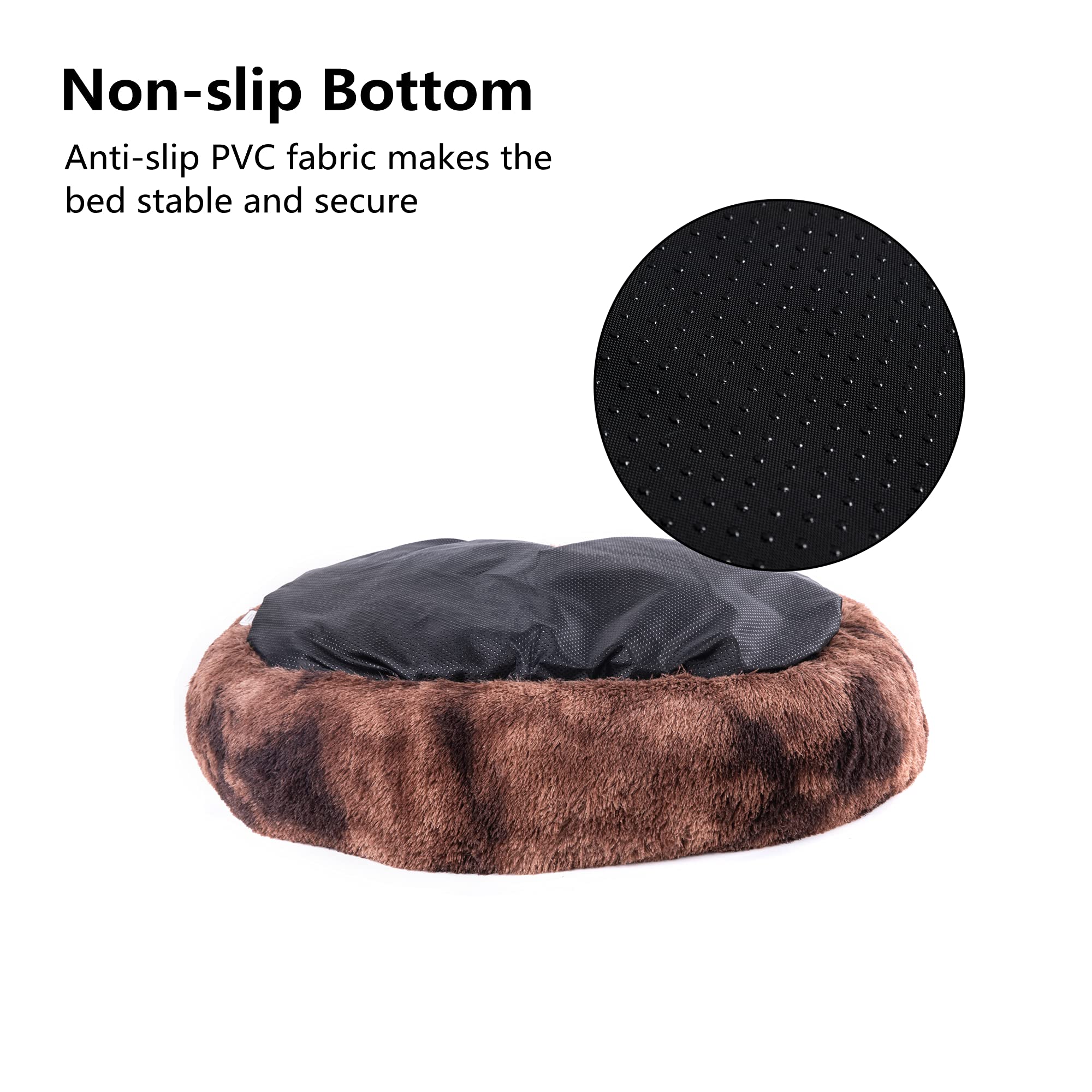 Oval Calming Donut Cuddler Dog Bed,Shag Faux Fur Cat Bed Washable Round Pillow Pet Bed(30''/36''/43'') For Small Medium Dogs (Xl