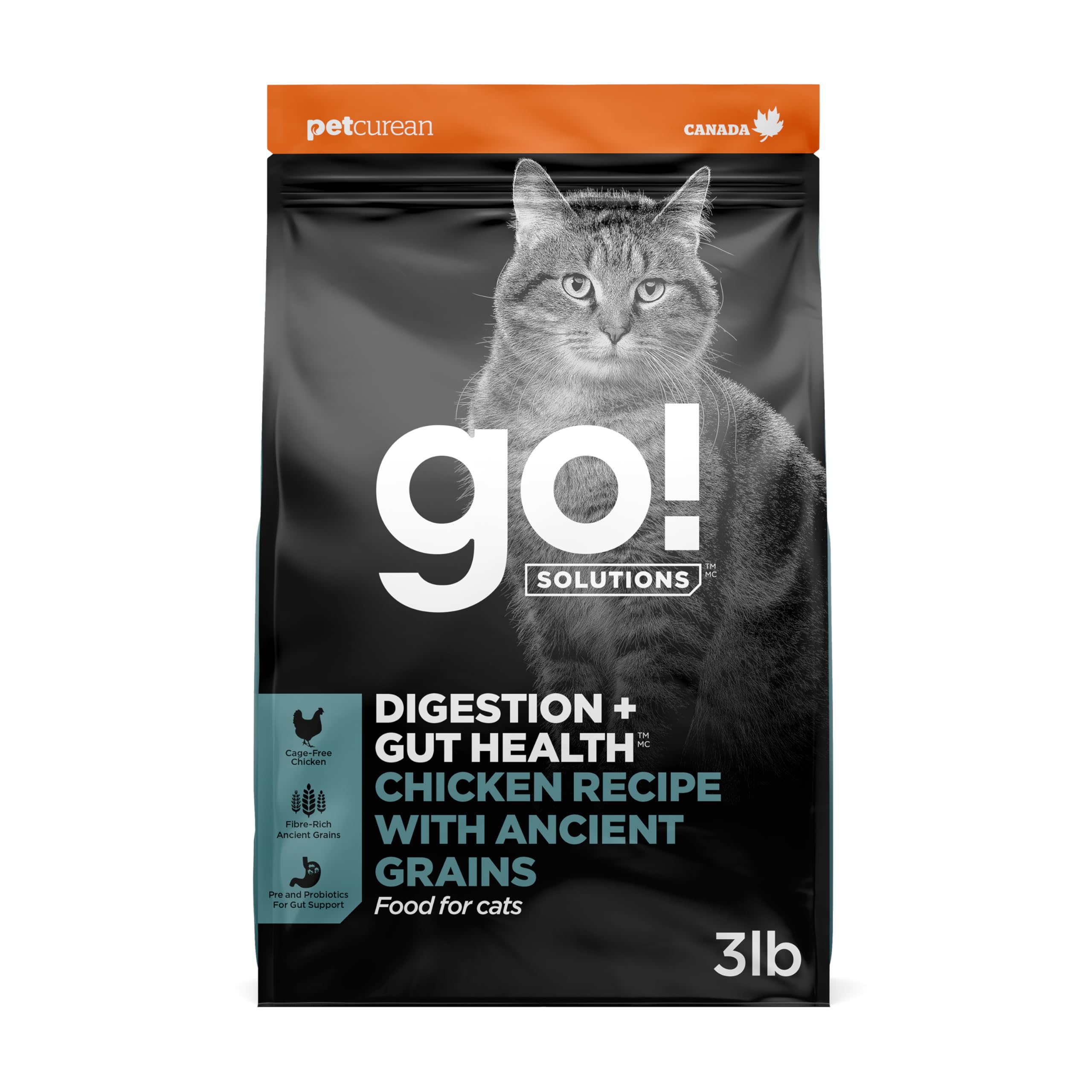 Go! Solutions Digestion + Gut Health Chicken Dry Cat Food, 3 lb