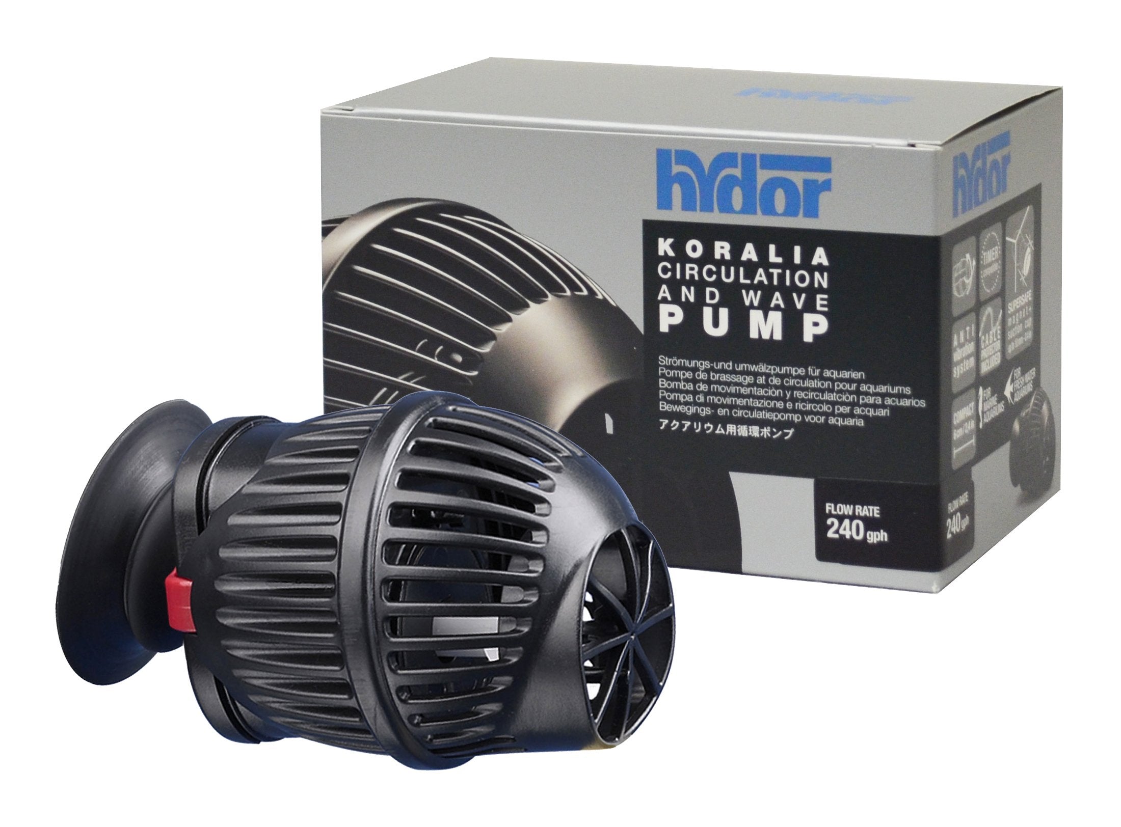 Hydor Koralia Nano Aquarium Circulation Pump, Includes Built-In Cable Protector, 240 Gph, Measures 2.4-Inches & Is Ideal For Fresh Or Salt Water Use