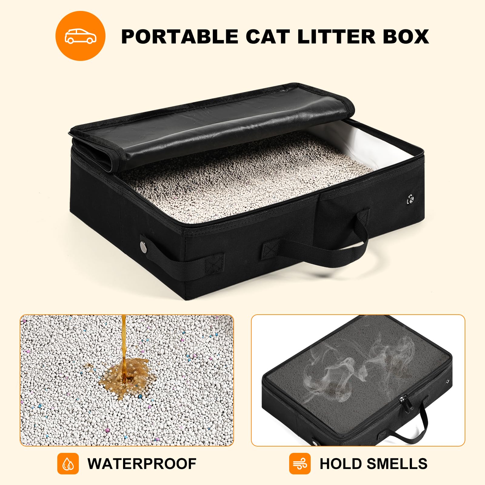 Pidipiti 20 x 14 x 14 Expandable cat car Travel Carrier for 1 Small-Medium cat,with a Portable Leakproof Small cat Litter Box