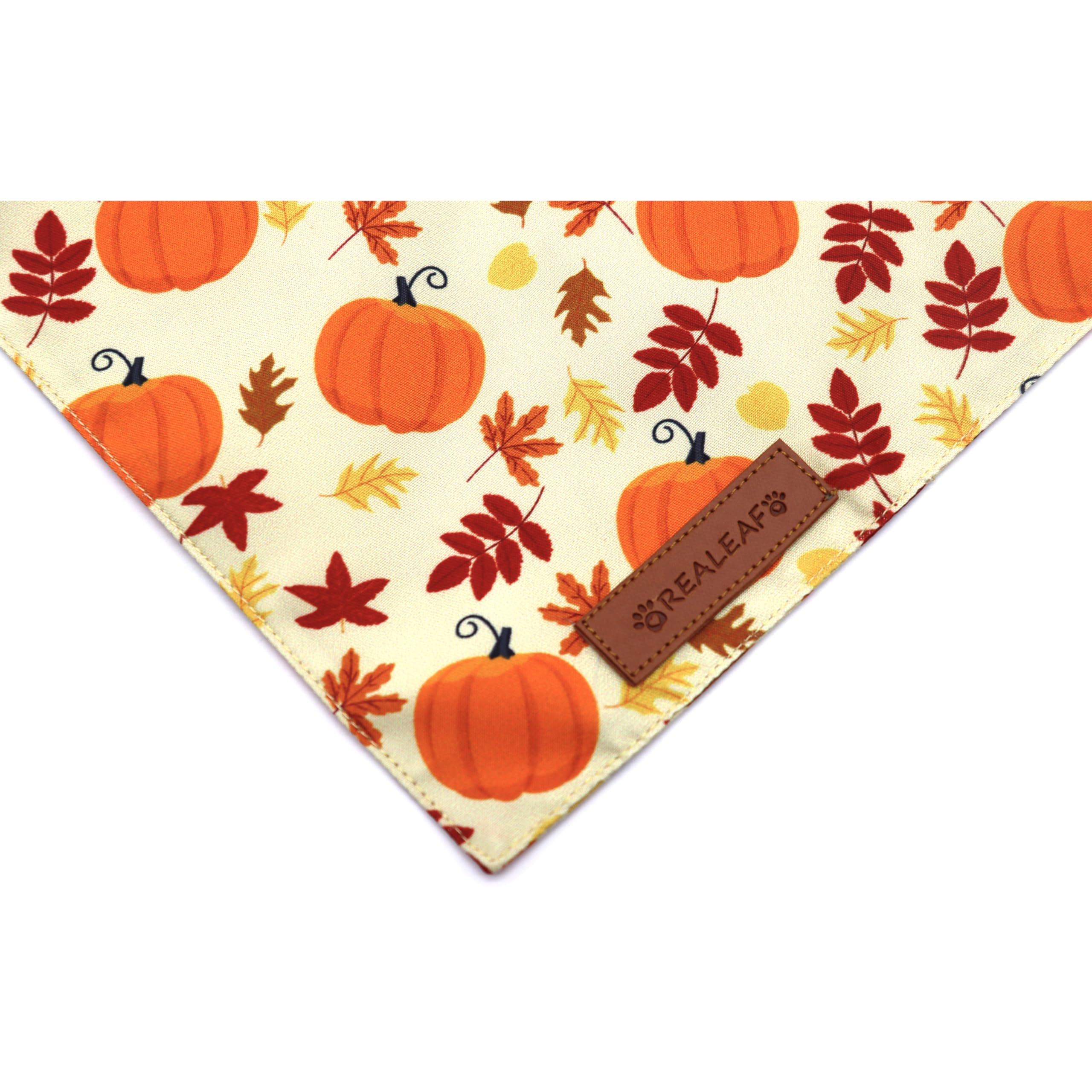Realeaf Thanksgiving Dog Bandanas 2 Pack, Pumpkins And Happy Thanksgiving Pet Scarf For Boy And Girl, Premium Durable Fabric, Reversible Holiday Bandana For Small And Medium Dogs Pets (Small)