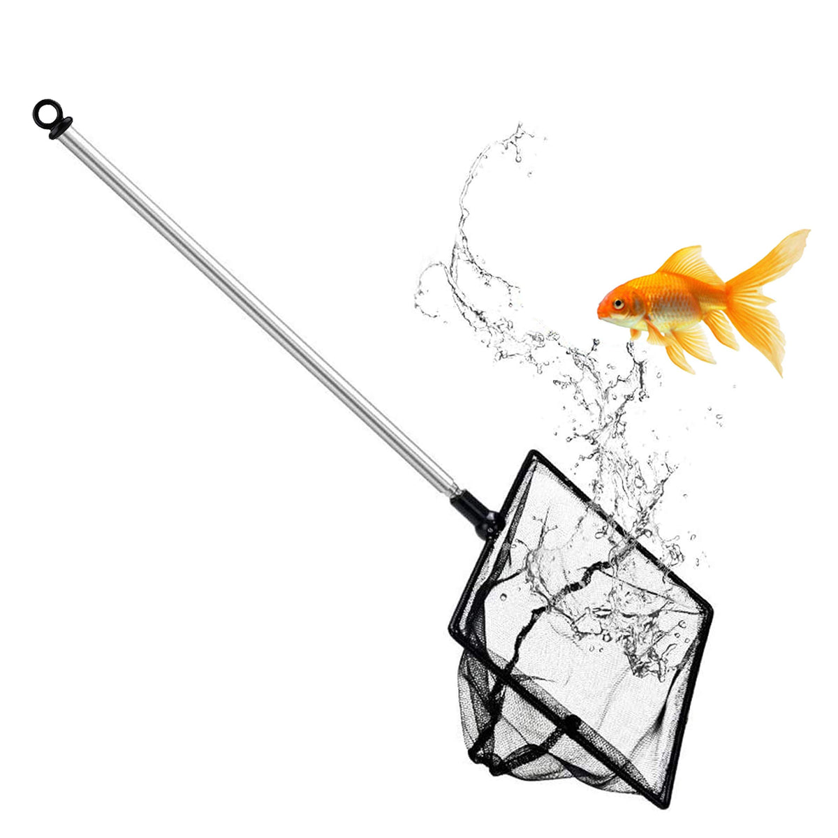 Grepol-V Aquarium Fish Net, 6 Inch Fine Mesh Fish Tank with Extendable 9-24 inch Long Handle