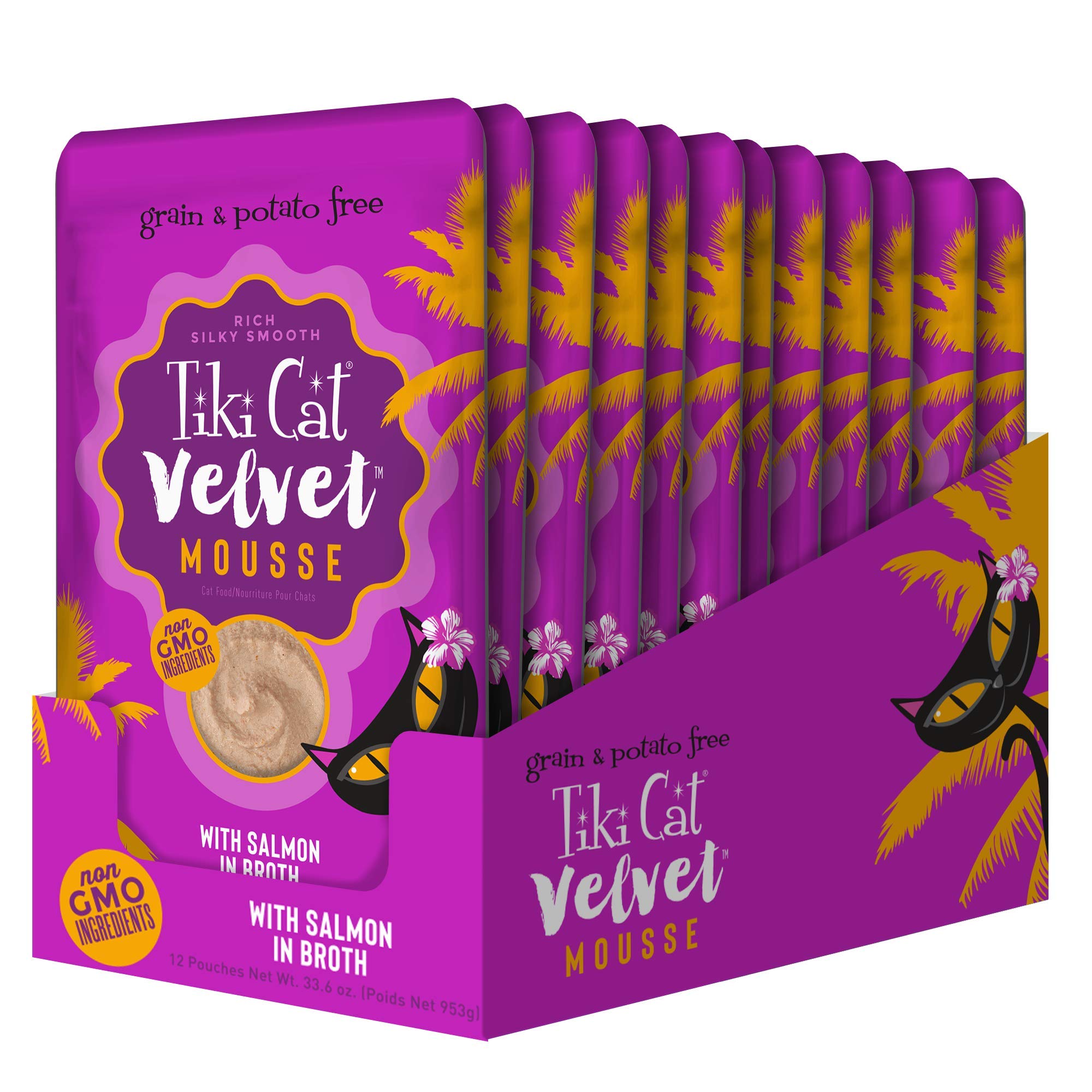 Tiki Cat Luau Velvet Mousse, Salmon in Broth, Complete Nutrition for Balanced Diet, Wet Cat Food For All Life Stages, 2.8 oz. Po