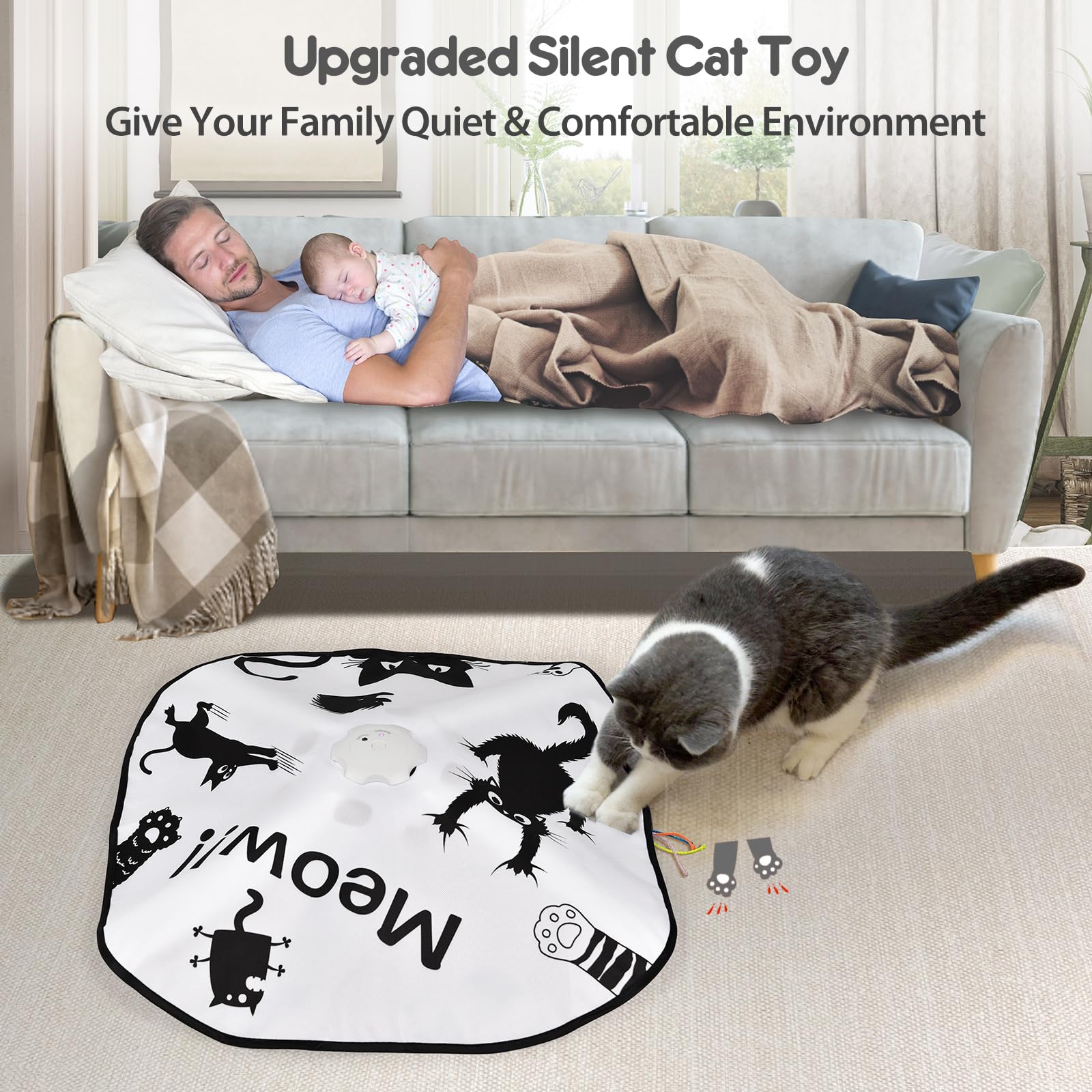 Orsda Interactive Cat Toys For Indoor Cats, 4 In 1 Automatic Kitten Toys, Rechargeable Electric Moving Ambush Feather, Hide And