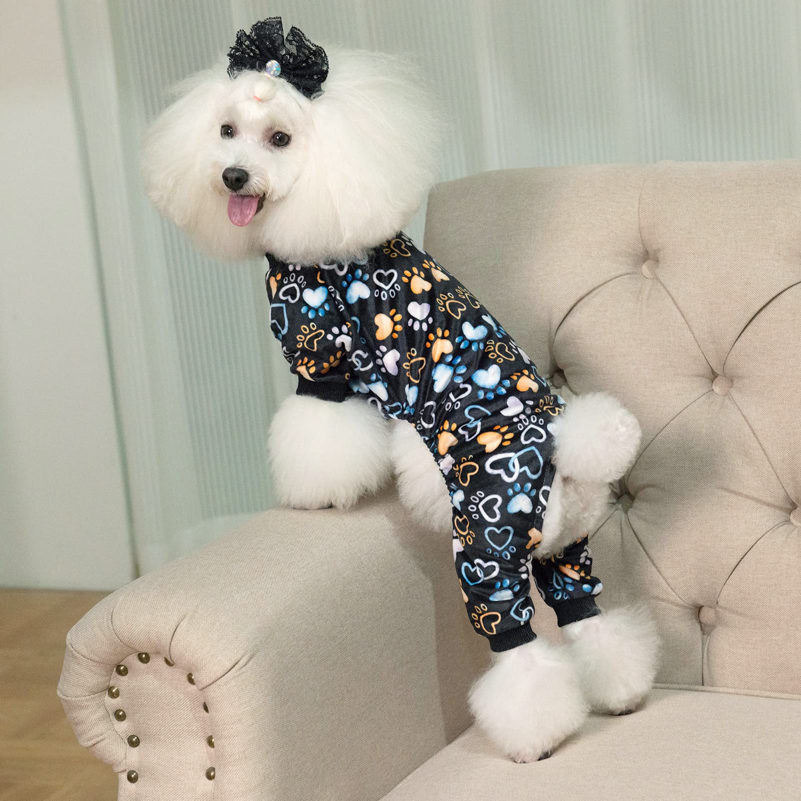 Cutebone Footprints Of Love Dog Pajamas Soft Puppy Pjs For Small Dogs P220L