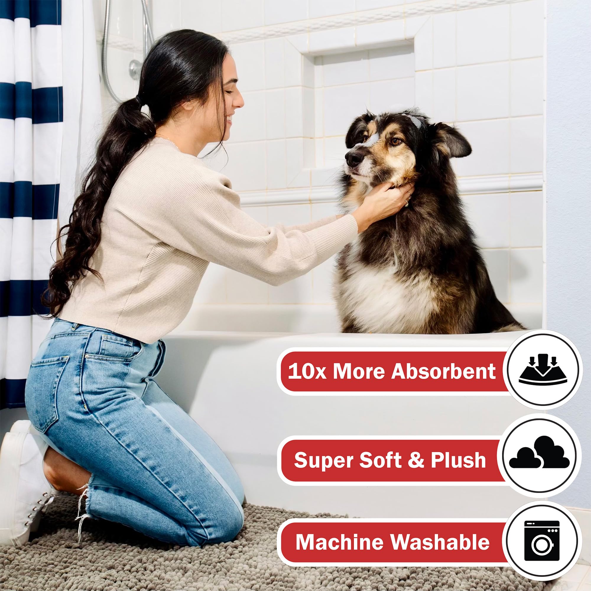 DogBuddy Dog Door Mat, Super Absorbent Microfiber Doormat, Washable Mat for Muddy Paws, Quick Dry Pet Rug, Non Slip Rugs for Ent