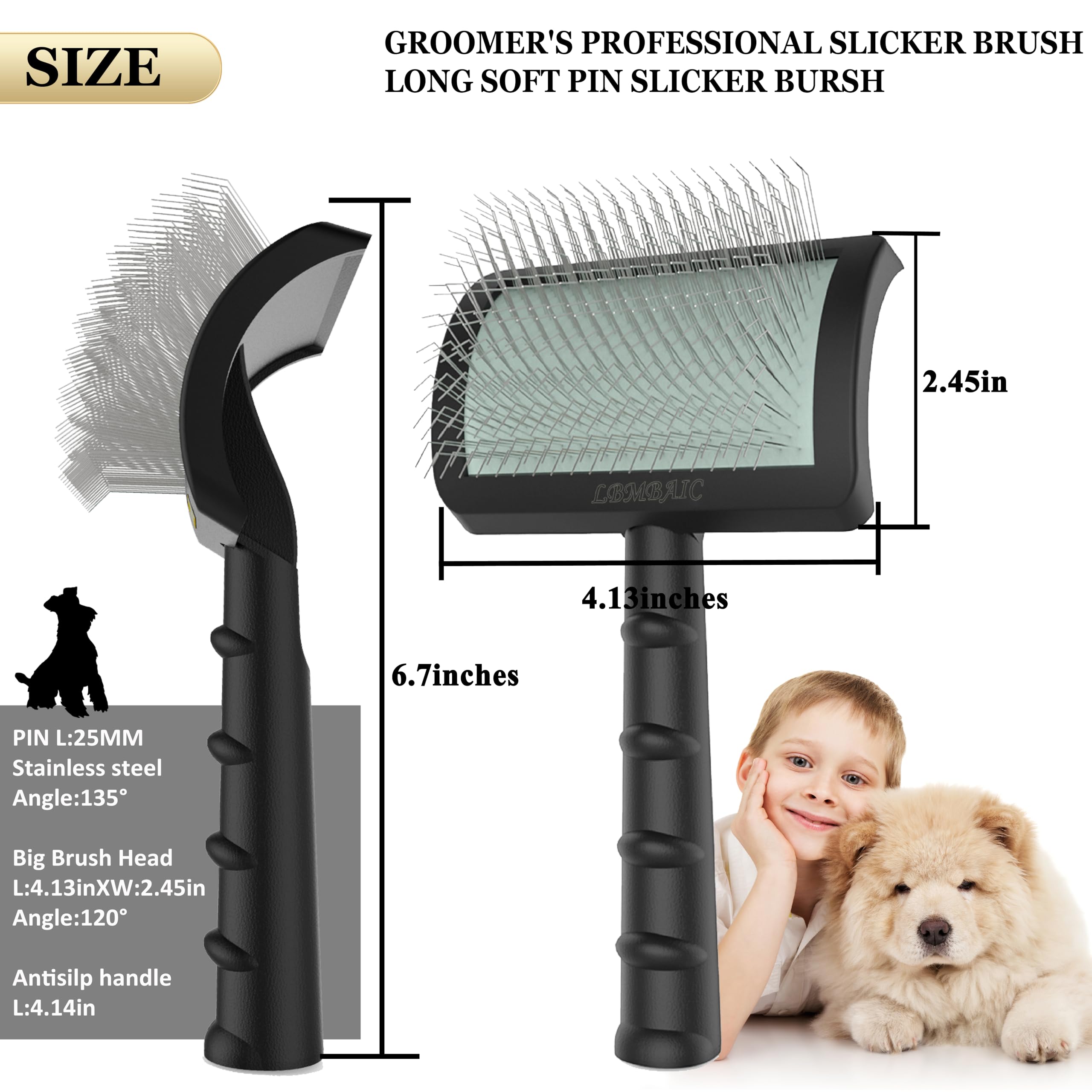 Dog Slicker Brush For Poodles,Doodles,Goldendoodles Grooming Fluffy Shedding Tangles Mats Knots Easy And Quick Best Dog Slicker