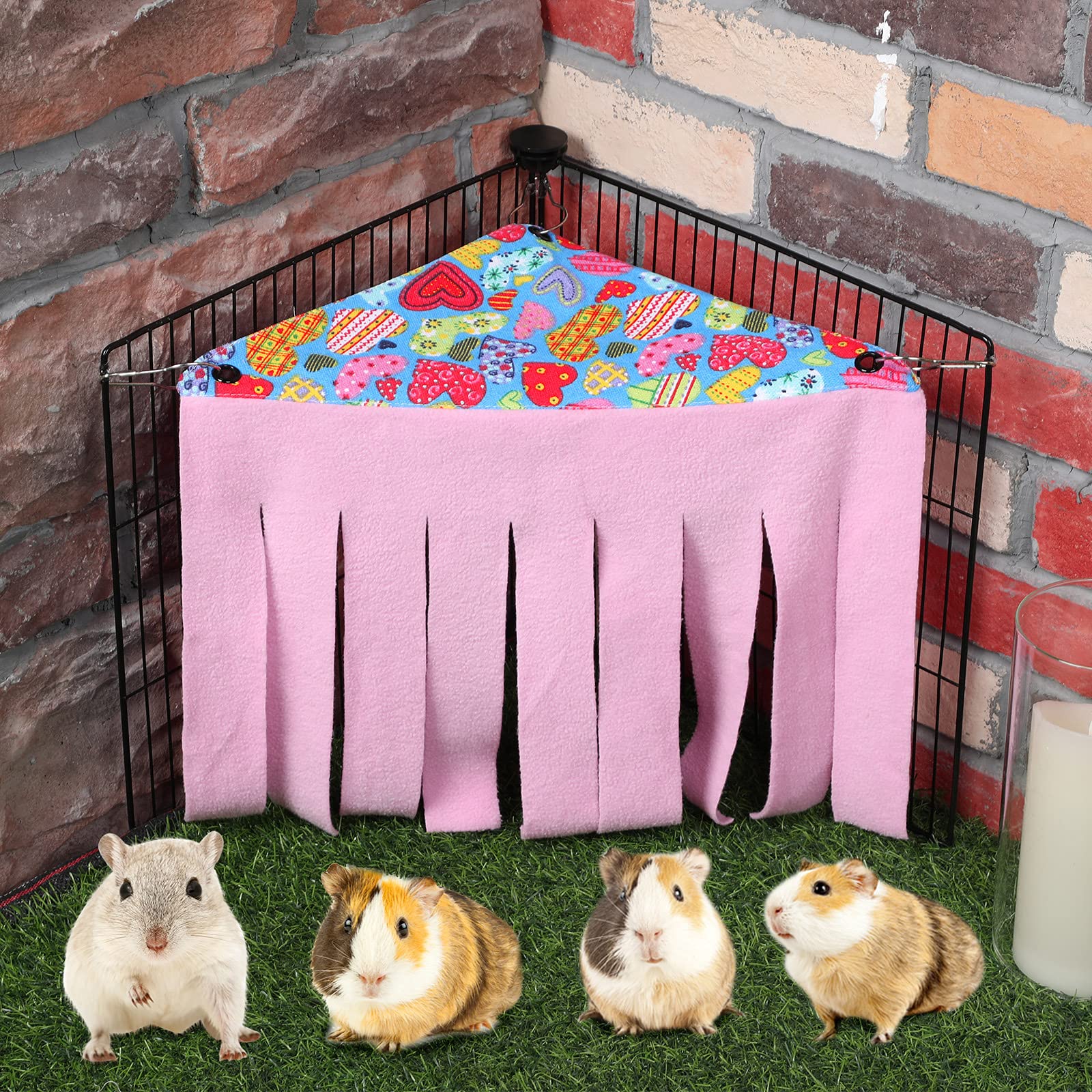Shappy 2 Pcs Guinea Pig Hideout Hideaway Corner Fleece Toys Cage Accessories Cute Ferret Hammock for Ferrets Chinchillas Hedgeho