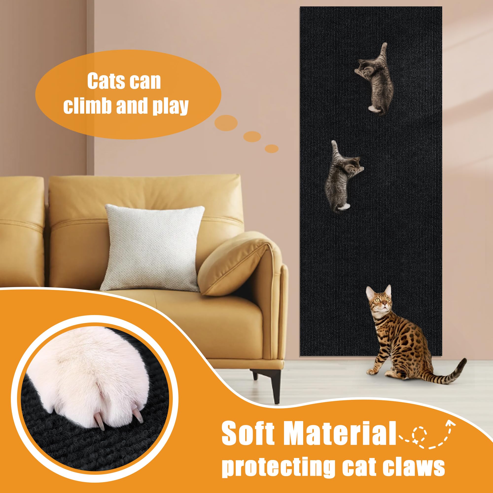 Cat Scratch Pads, Cat Scratcher Mat For Couch, Sofa, Wall & Cat Trees - Durable Scratch Pad With Nano Tape, Scratching Pads For