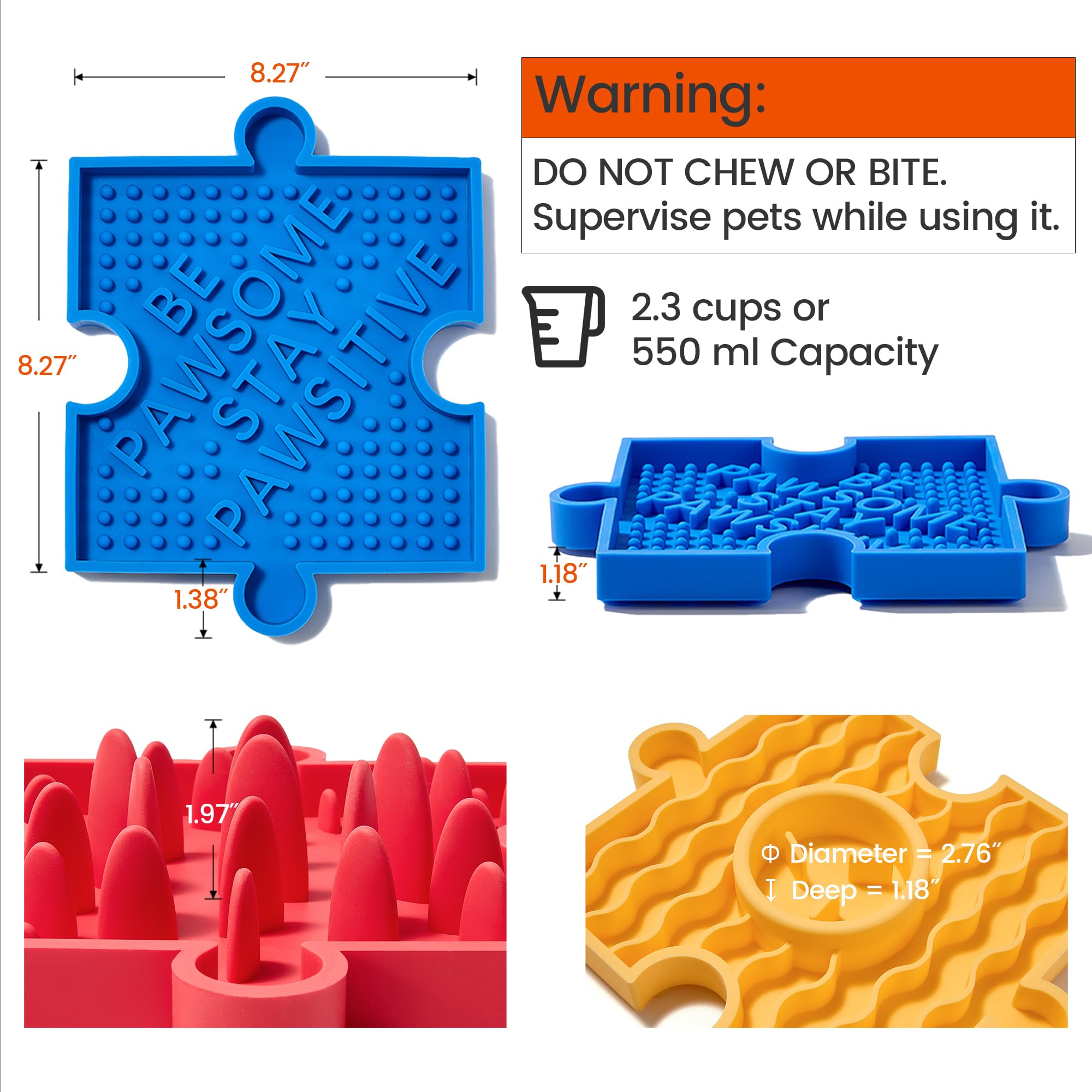 HowGo Puzzle Slow Feeder Lick Mat for Dogs, 38+ Suction Cups | Non-Slip Heavy Duty Maze Enrichment Bowl BPA-Free Silicone | Redu