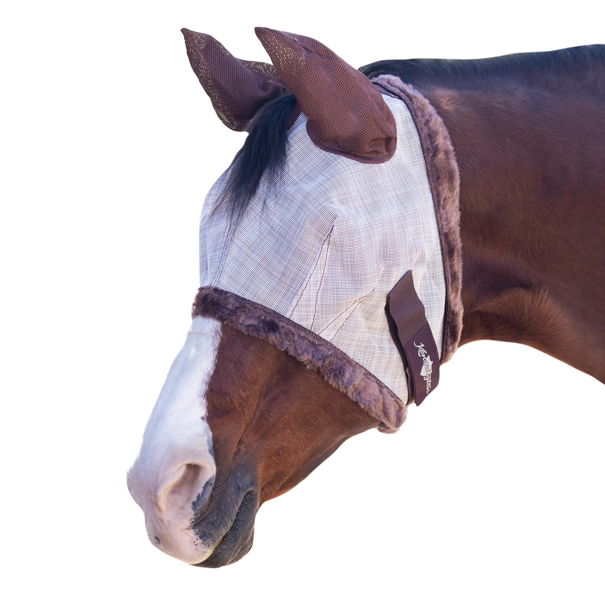 Fly Mask with Soft Ears w/Fleece Desert-Sand/XLarge - Large Horse (1200-1500lbs)
