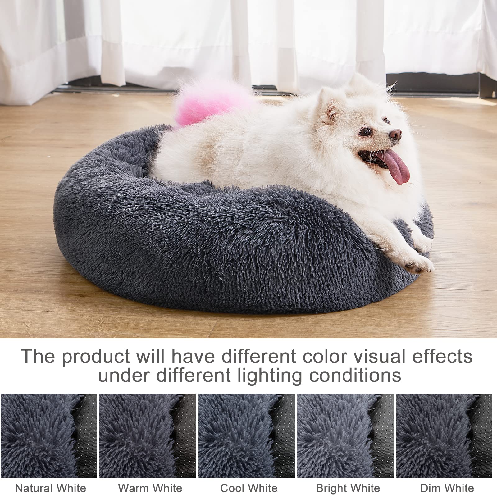 Mixjoy Orthopedic Dog Bed Comfortable Donut Cuddler Round Dog Bed Ultra Soft Washable Dog And Cat Cushion Bed (20''/23''/30''/36'') (36''X36'', Grey-Blue)