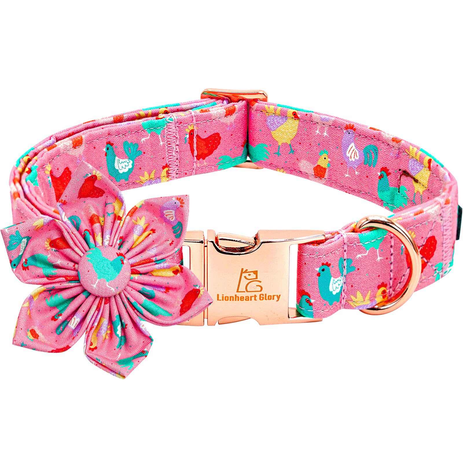 Lionheart Glory Easter Day Dog Collar With Flower Dog Collar For X-Small Dogs, Easter Chickens Colorful Dog Flower Collars Sprin