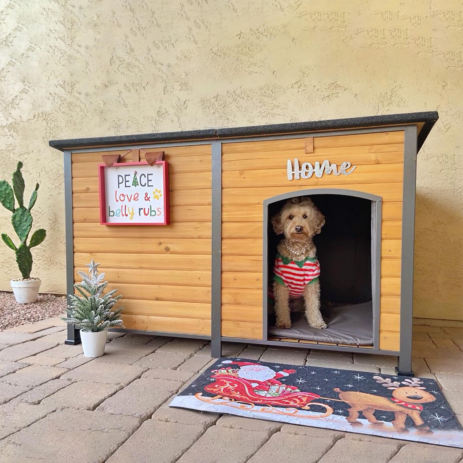 Aivituvin 59'' Large Dog House 100% Insulated Dog Kennel With Liner For Winter,Waterpoof For Outdoor & Indoor Use.