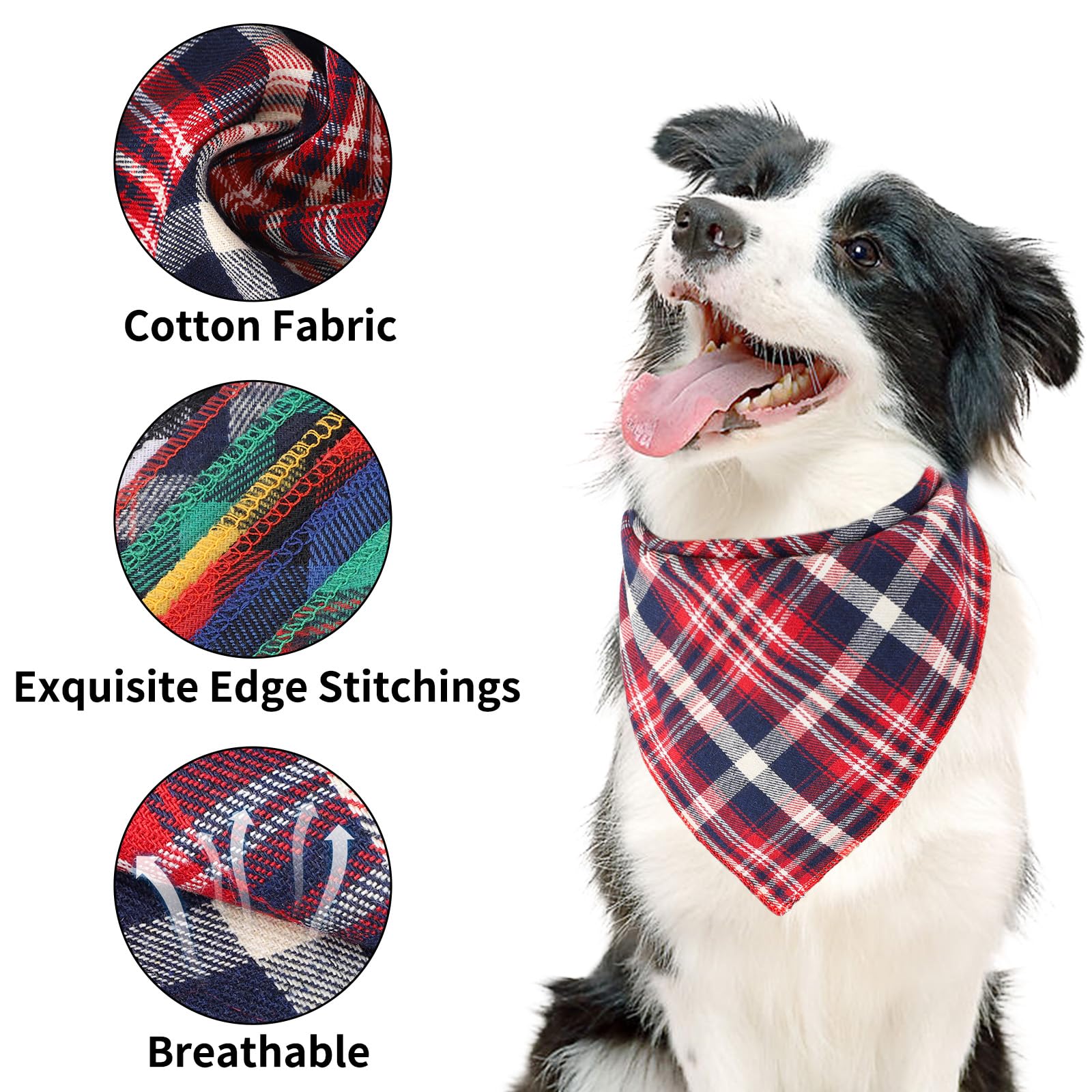 Segarty 10 Pack Dog Bandanas Triangle, 22.8''X15.7'' Washable Plaid Bibs Accessories Bulk For Small Medium Dogs Cats Large Puppy