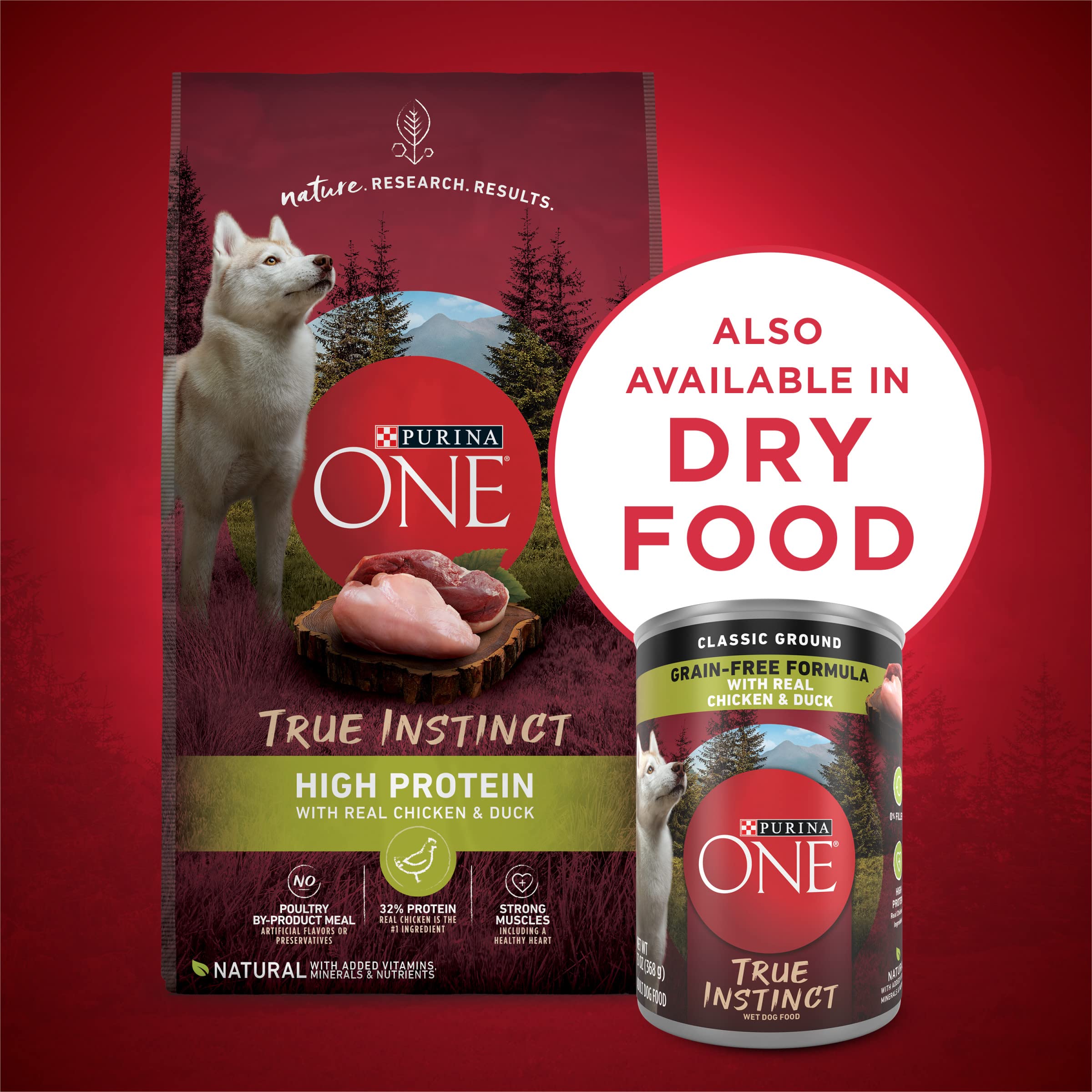 Purina ONE Wet Dog Food True Instinct Classic Ground Grain-Free Formula With Real Chicken and Duck High Protein Dog Food - (Pack