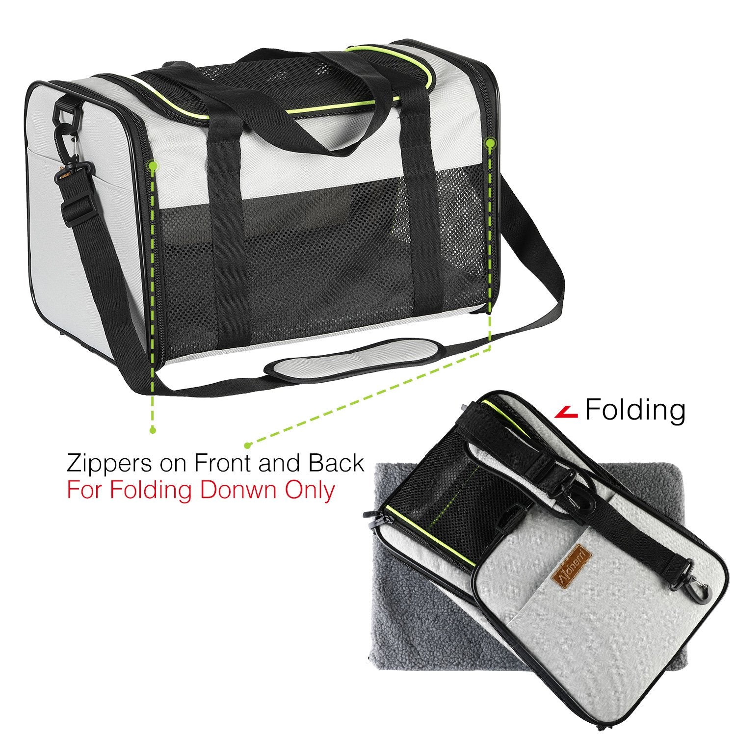 Akinerri Airline Approved Pet Carriers,Soft Sided Collapsible Pet Travel Carrier For Puppy And Cats, Cats Carrier, Pet Carriers For Puppy And Large Cats