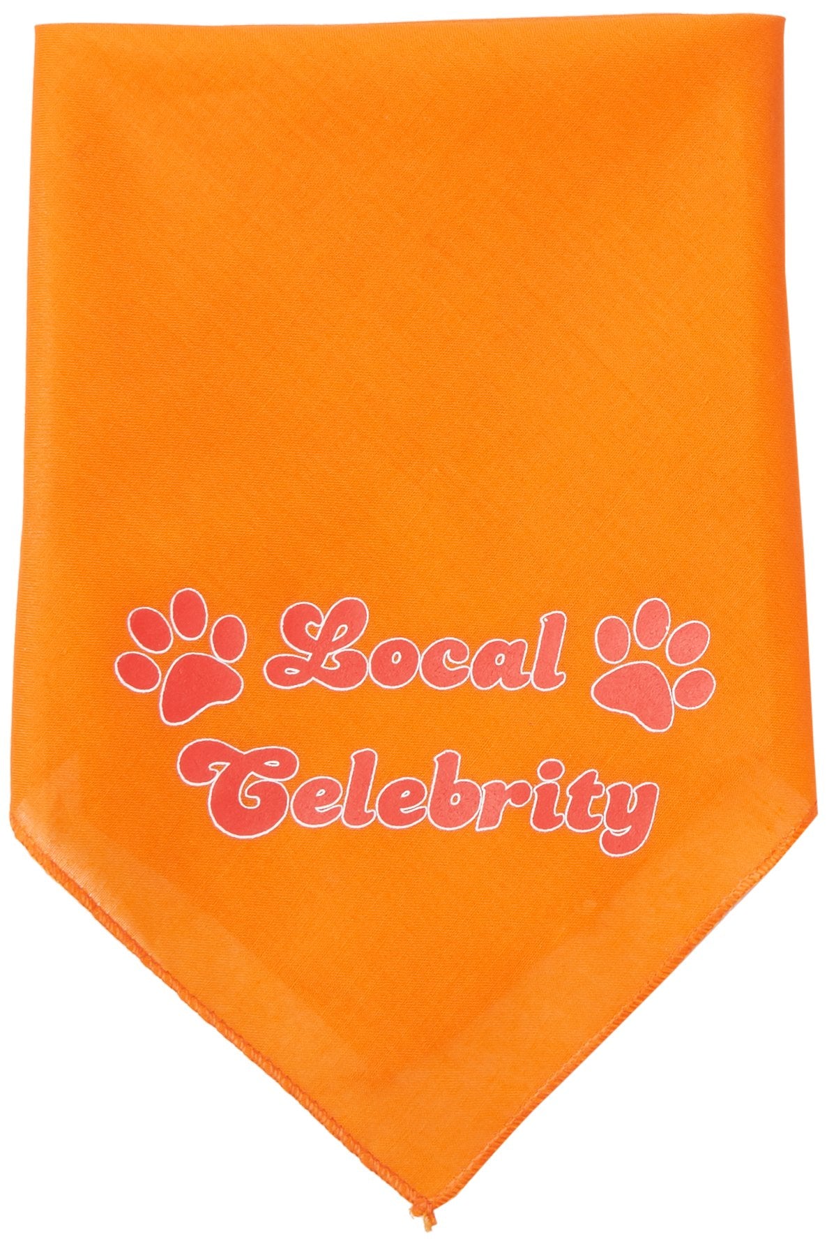 Pet and Dog Bandana Screen Printed, &quot;Local Celebrity&quot; Orange Small