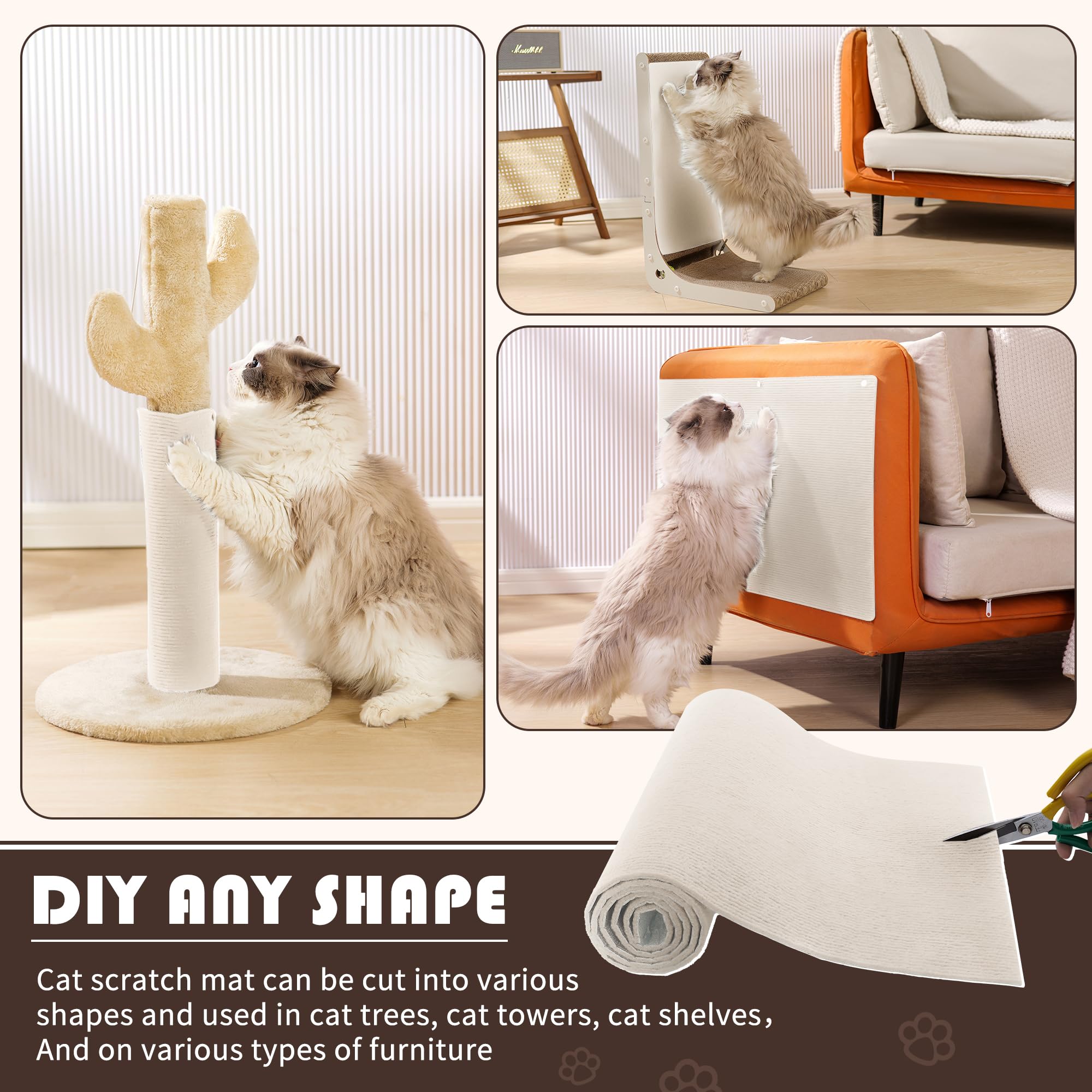 78.7X15.8Inch Cat Scratch Furniture Protector, Self-Adhesivet Scratch Mats Deterrent For Furniture, Diy Climbing Cat Scratcher C