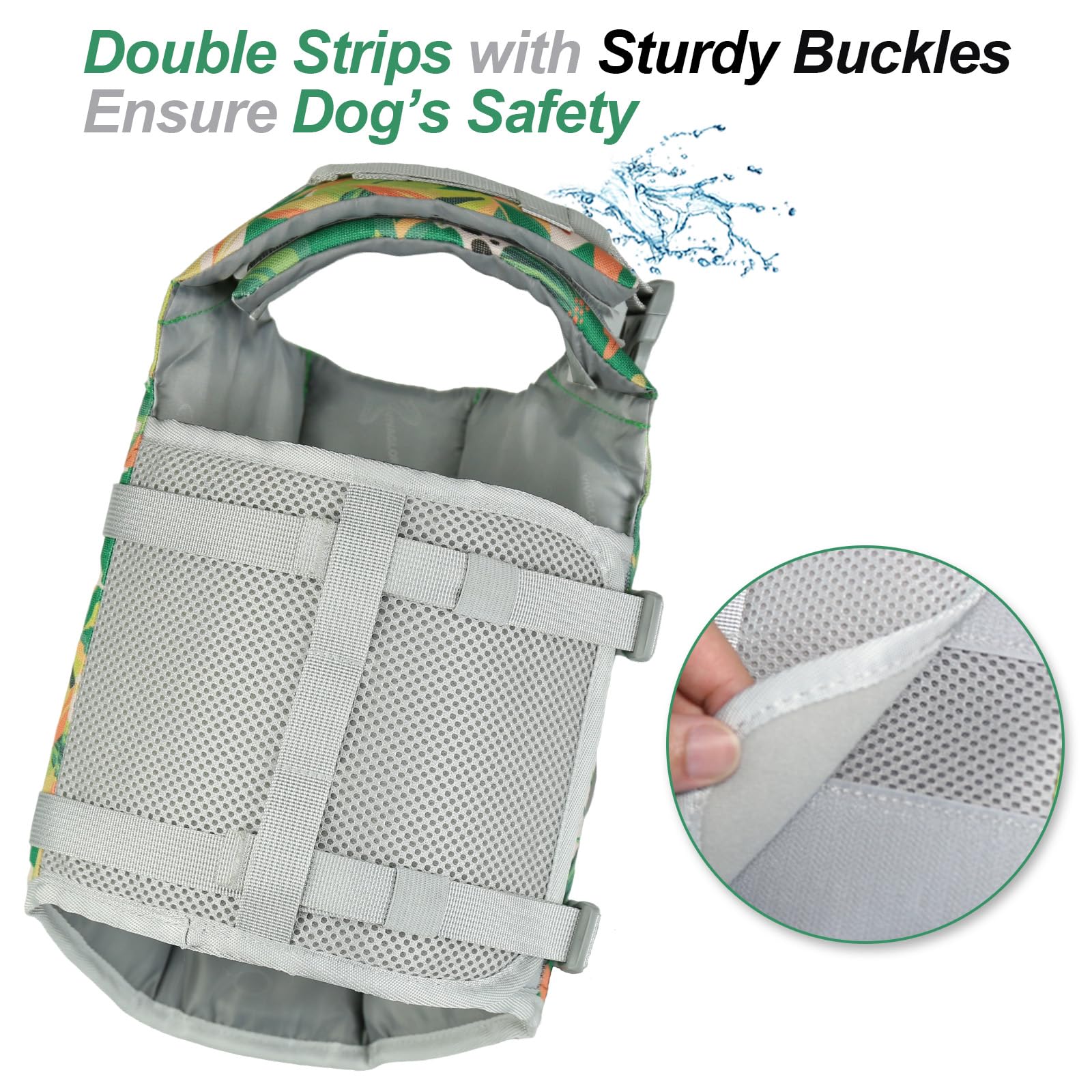 Vivaglory Dog Life Jacket With Removable Front Float, Life Vest With Reflective Trims & Extra Padding For Swimming & Boating, Floral, Xxs