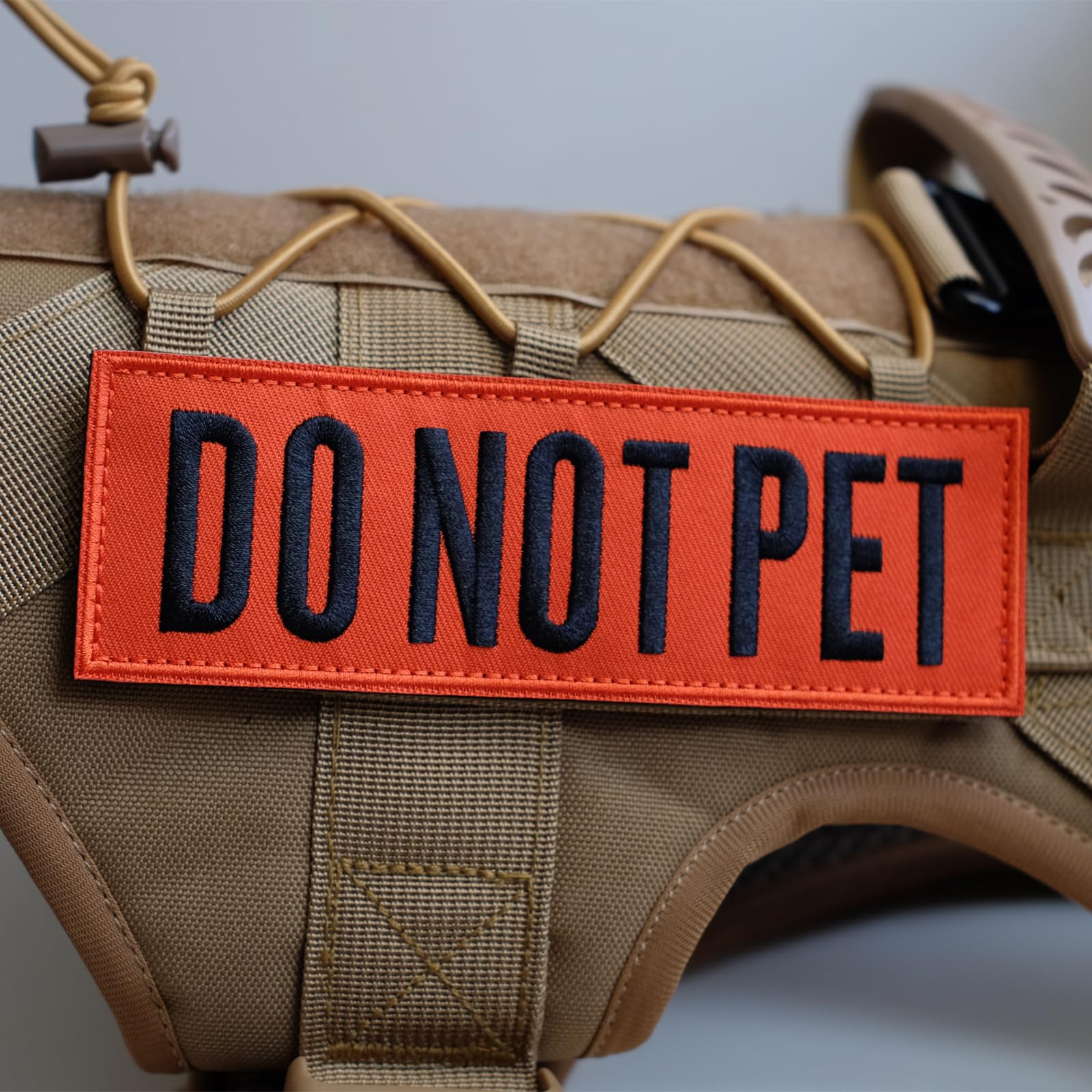 Fitznora Embroidered Do Not Pet Patches, 2 Pack Clear Sign With Hook And Loop Pieces, Easy To Read Tabs For Dog Vest Harness Col