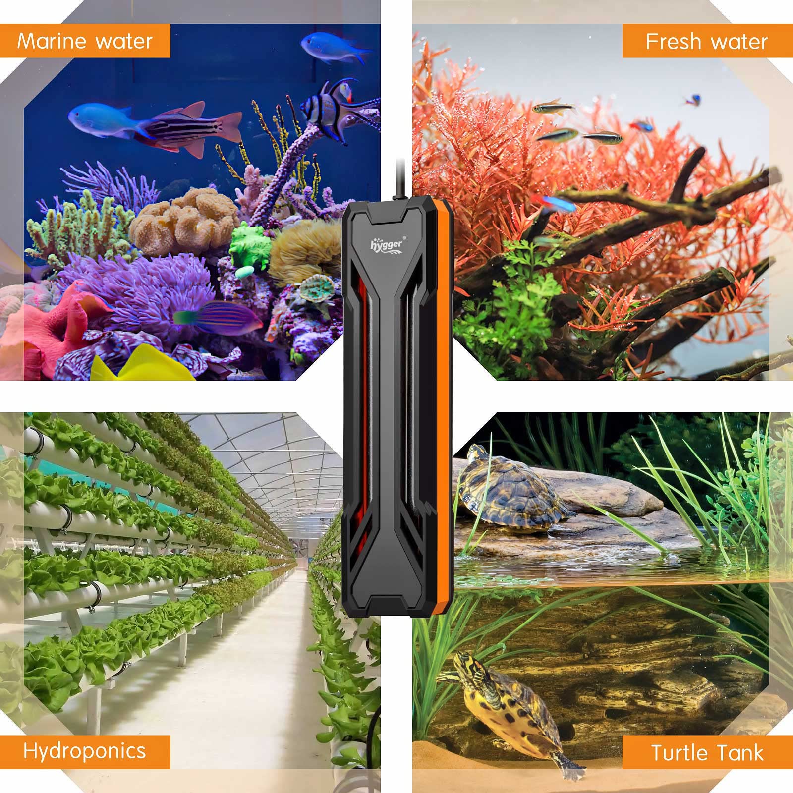 Hygger Aquarium Heater 300W/500W/800W/1000W, Submersible Fish Tank Heater With Digital Led Controller And Intelligent Leaving Water Automatically Stop Heating System, For Freshwater And Saltwater