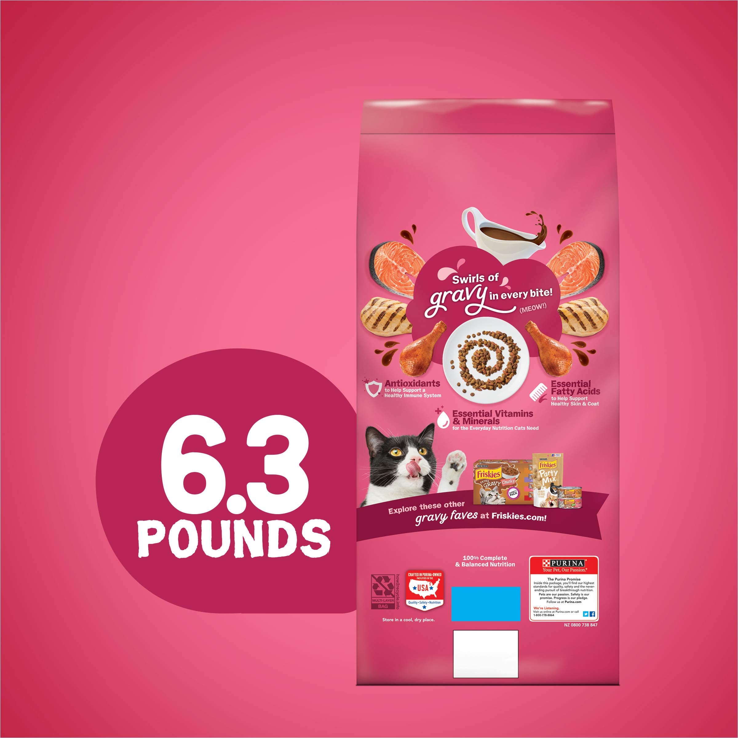 Purina Friskies Dry Cat Food, Gravy Swirlers - 6.3 lb. Bag