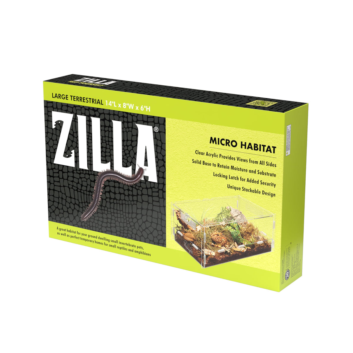 Zilla Micro Habitat Terrarium Enclosure For Small Ground Dwelling Reptiles, Amphibians, Spiders & Other Invertebrates, Large