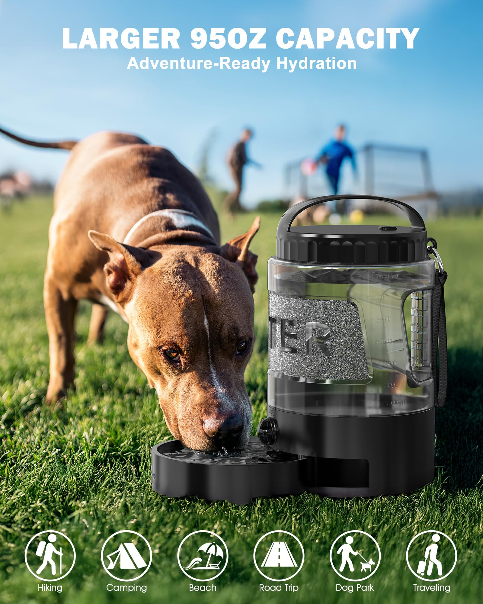 lesotc 95OZ Large Dog Water Bottle,Portable Travel Water Bowl for Dogs Camping Hiking Traveling Beach Park Accessories,Dog Water