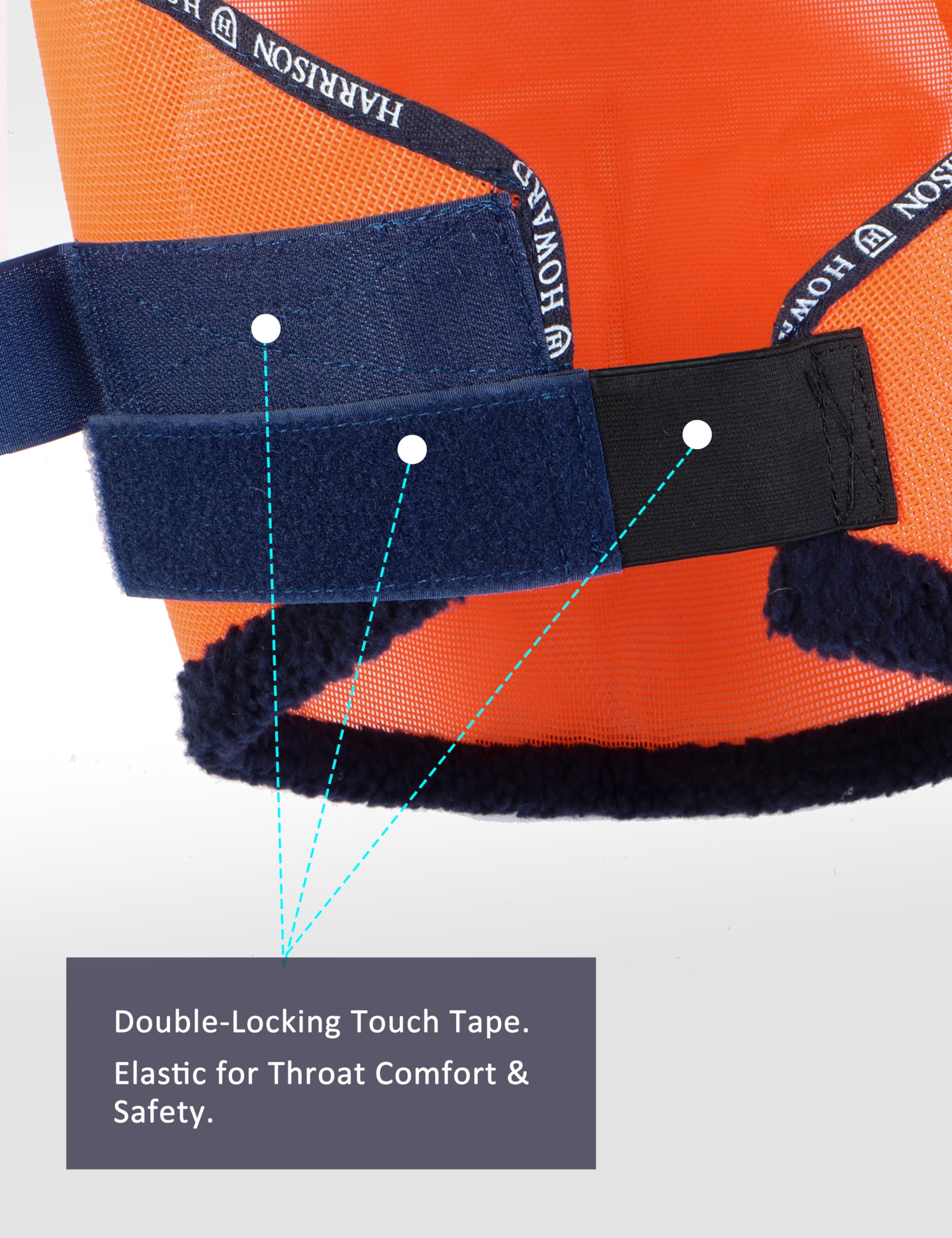 Harrison Howard All Round Mesh Horse Fly Mask UV Protective with Fleece Padded Edging Vibrant Orange M