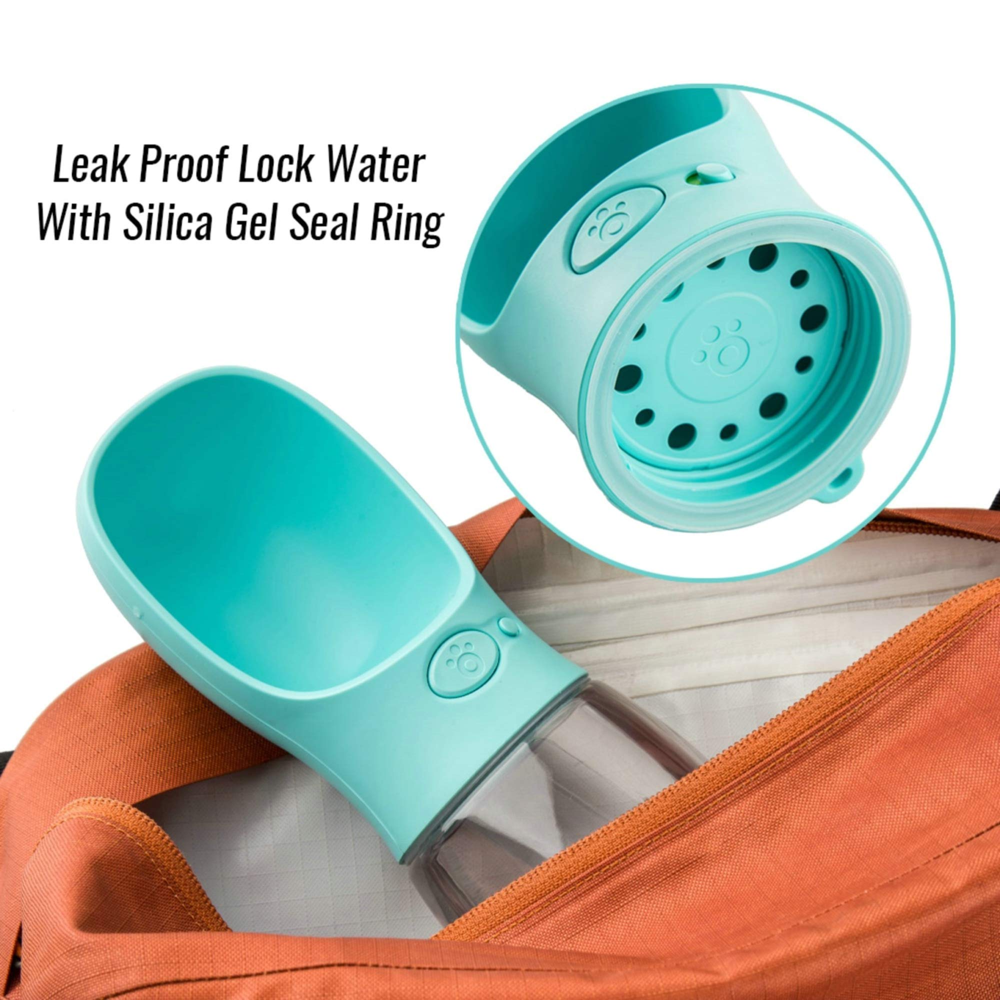 Deyace Dog Water Bottle, Leak Proof Portable Pet Water Bottles For Dogs, Puppy Water Dispenser With Drinking Feeder For Travel (Teal 12Oz)