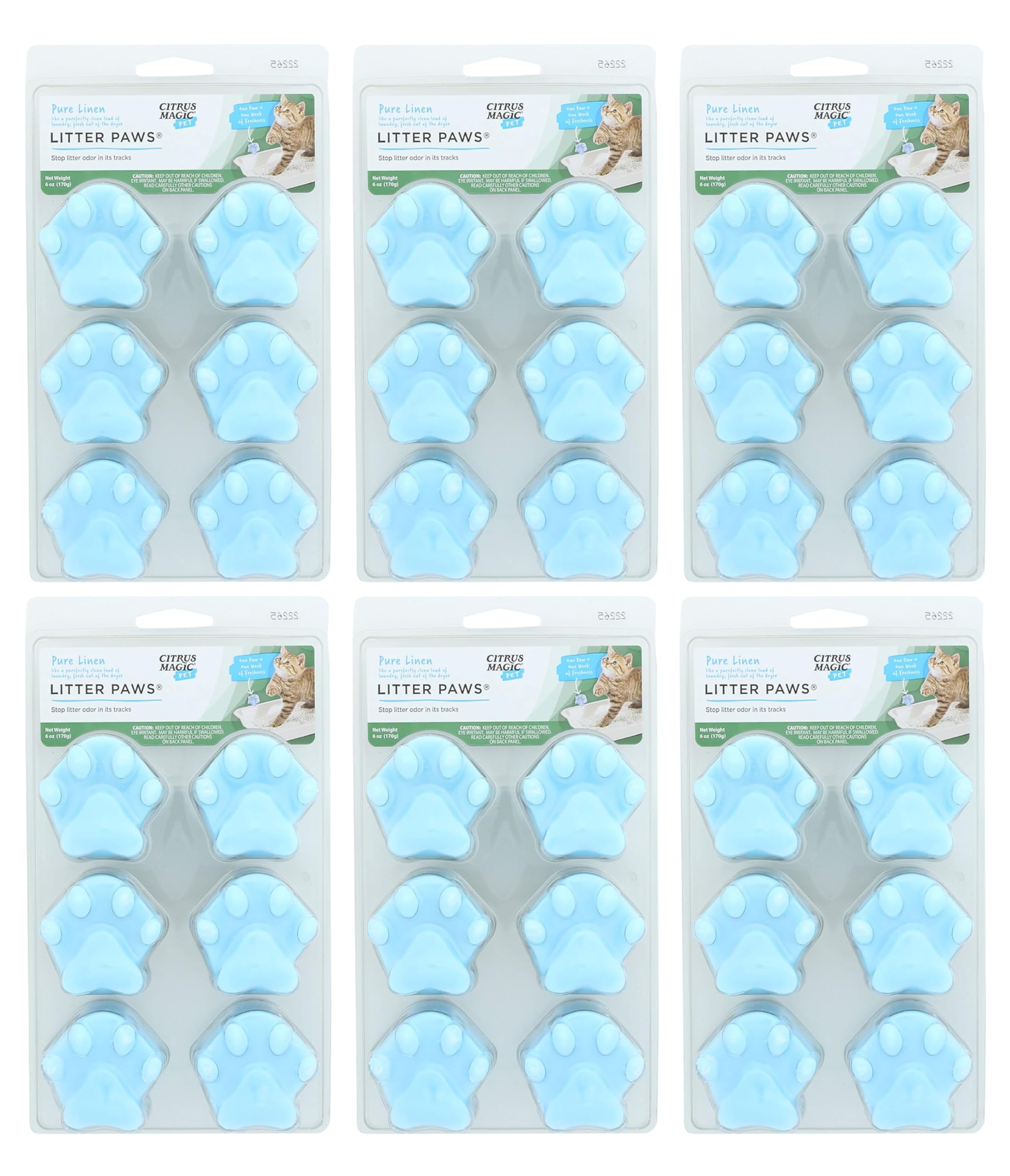 Citrus Magic Pet Odor Control 'Paws' For Litter, Fresh Linen, 6-Count, 6 Oz (Pack Of 6)