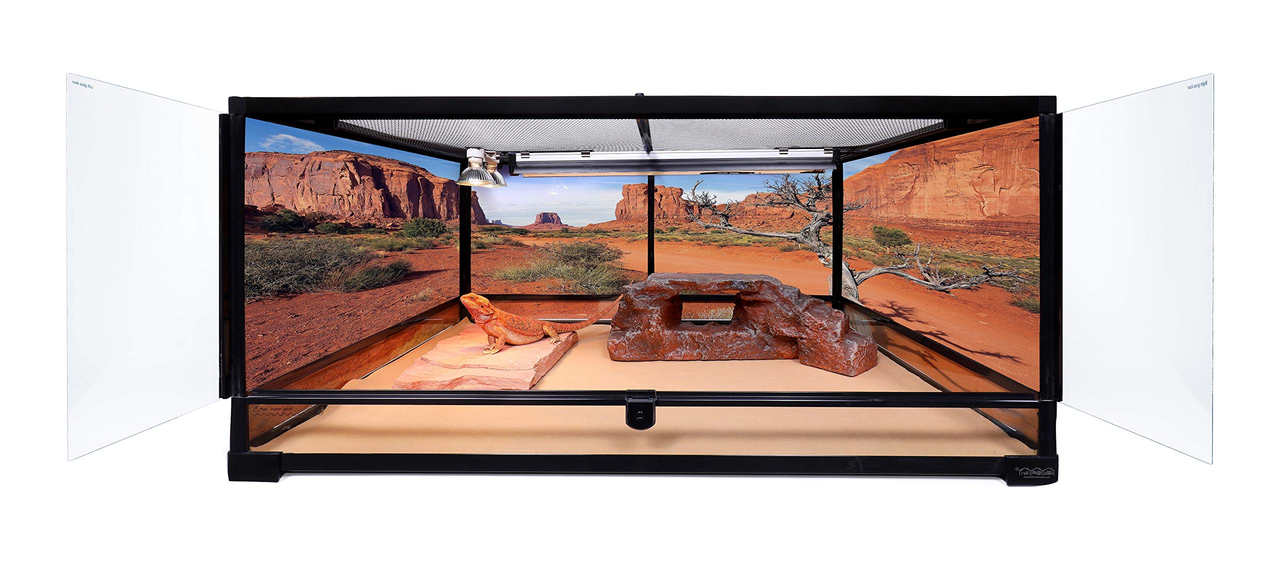 Reptile Habitat Background; Monument Valley With Tree, For 36Lx24Wx18H Terrarium, 3-Sided Wraparound