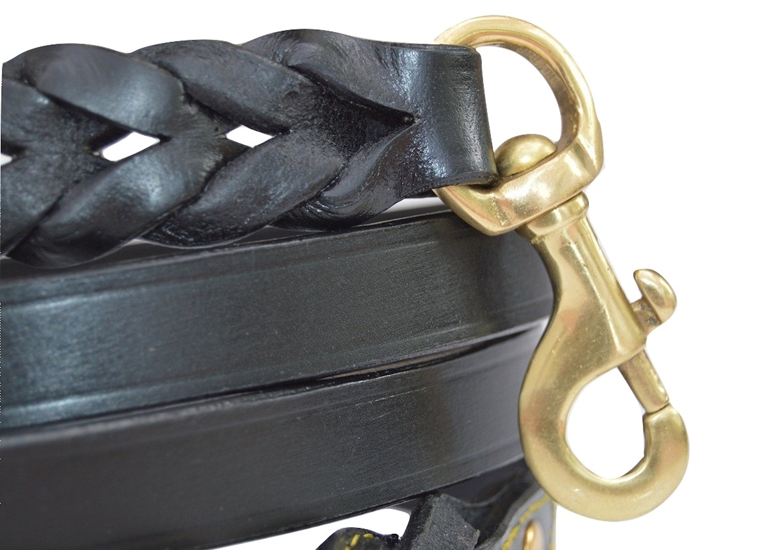 Soft Touch Collars Black Heavy Duty Leather Braided Dog Leash, 6Ft X 3/4 Inch With Padded Handle