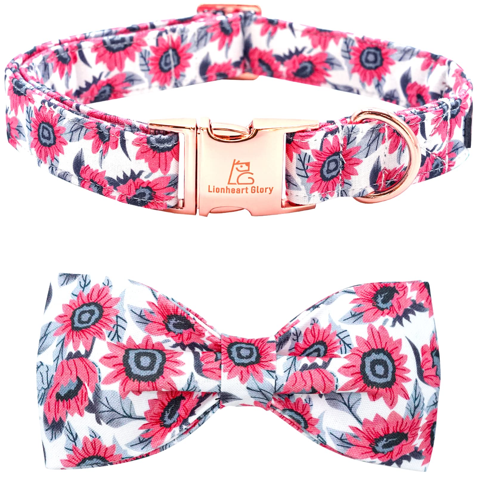 Lionheart glory Dog Collar with Bow Tie Pink Dog Collars for Female Dogs Soft Durable Adjustable Puppy Gift Collar Bows Spring C