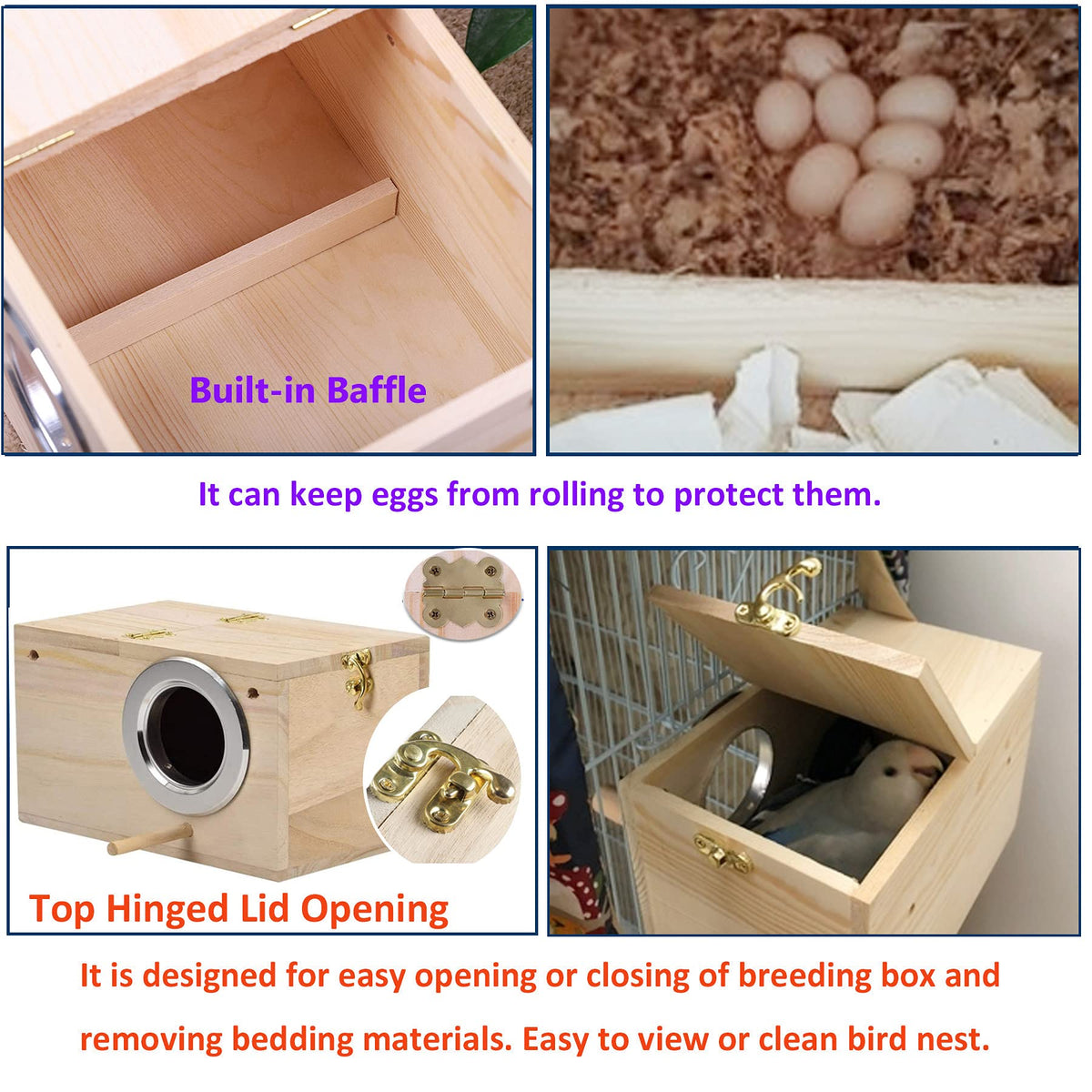Jslzf Bird Nest, Parakeet Nest Box, Bird Breeding Box With Perch, Wood ...