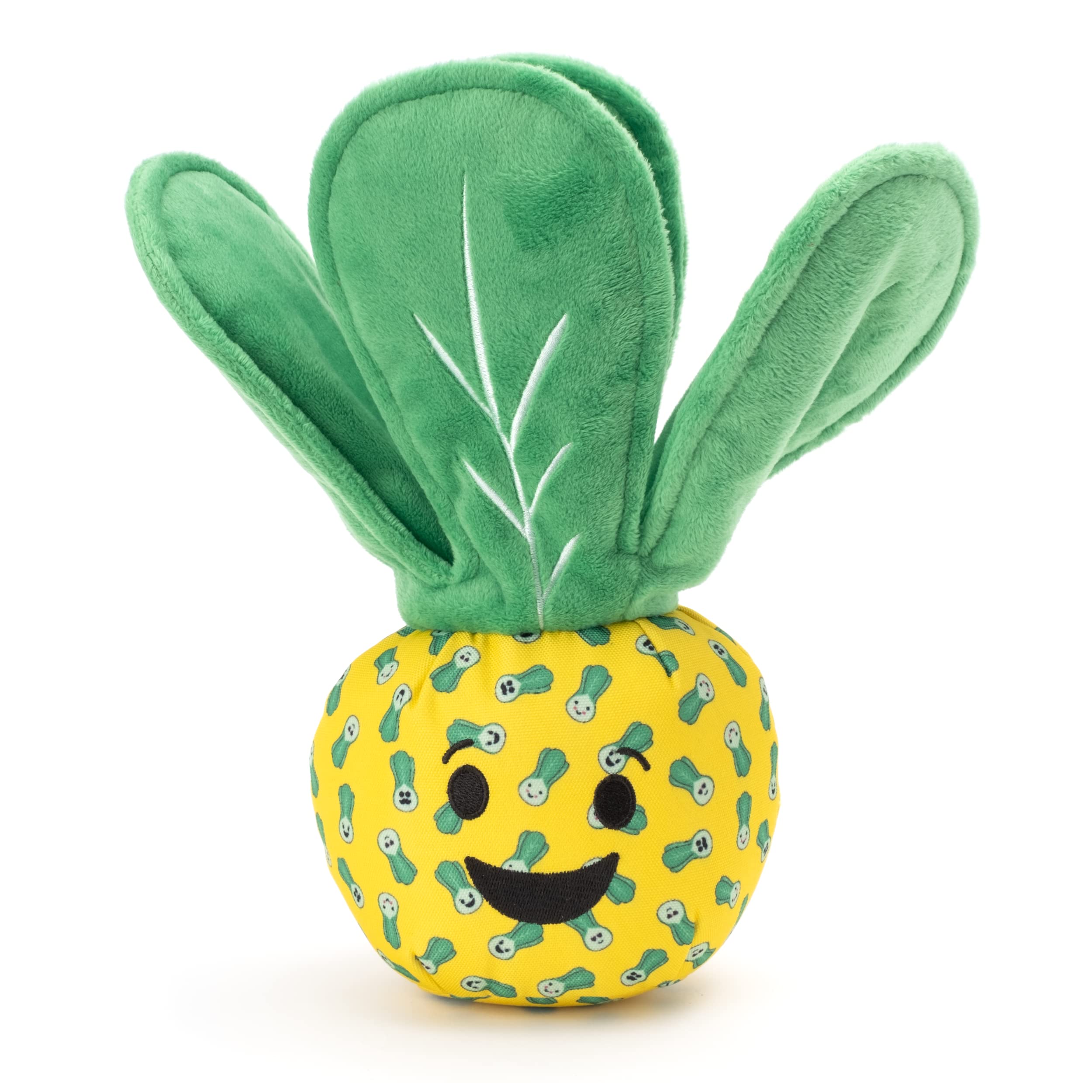 The Worthy Dog Tough Bok Choy Toy Yellow/Green, Fun Indoor/Outdoor Fetch Play With Multiple Squeakers For Dogs Durable Material For Aggressive Chewers - Large