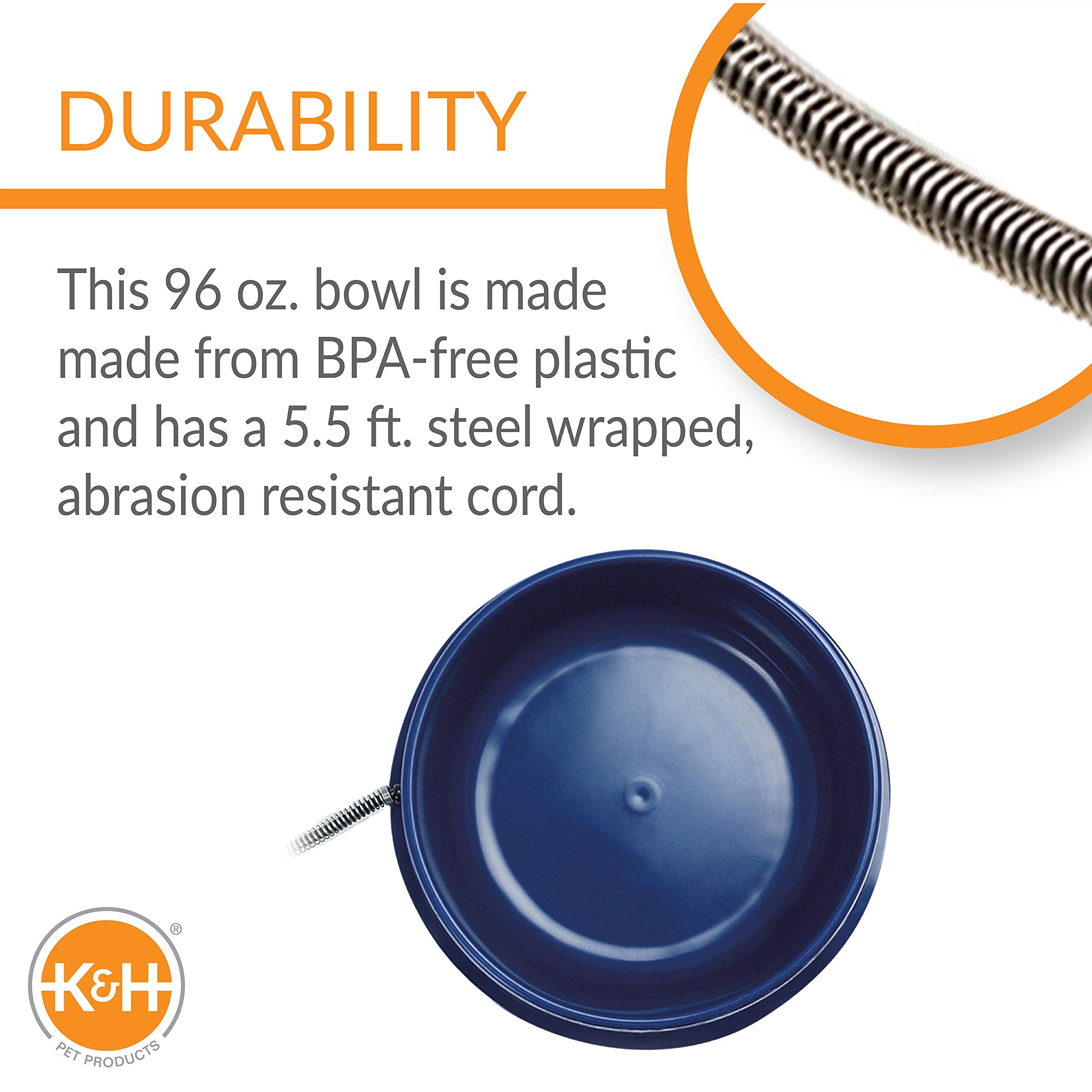 K&H Pet Products Thermal-Bowl Outdoor Heated Dog Bowl Blue 96 Ounces