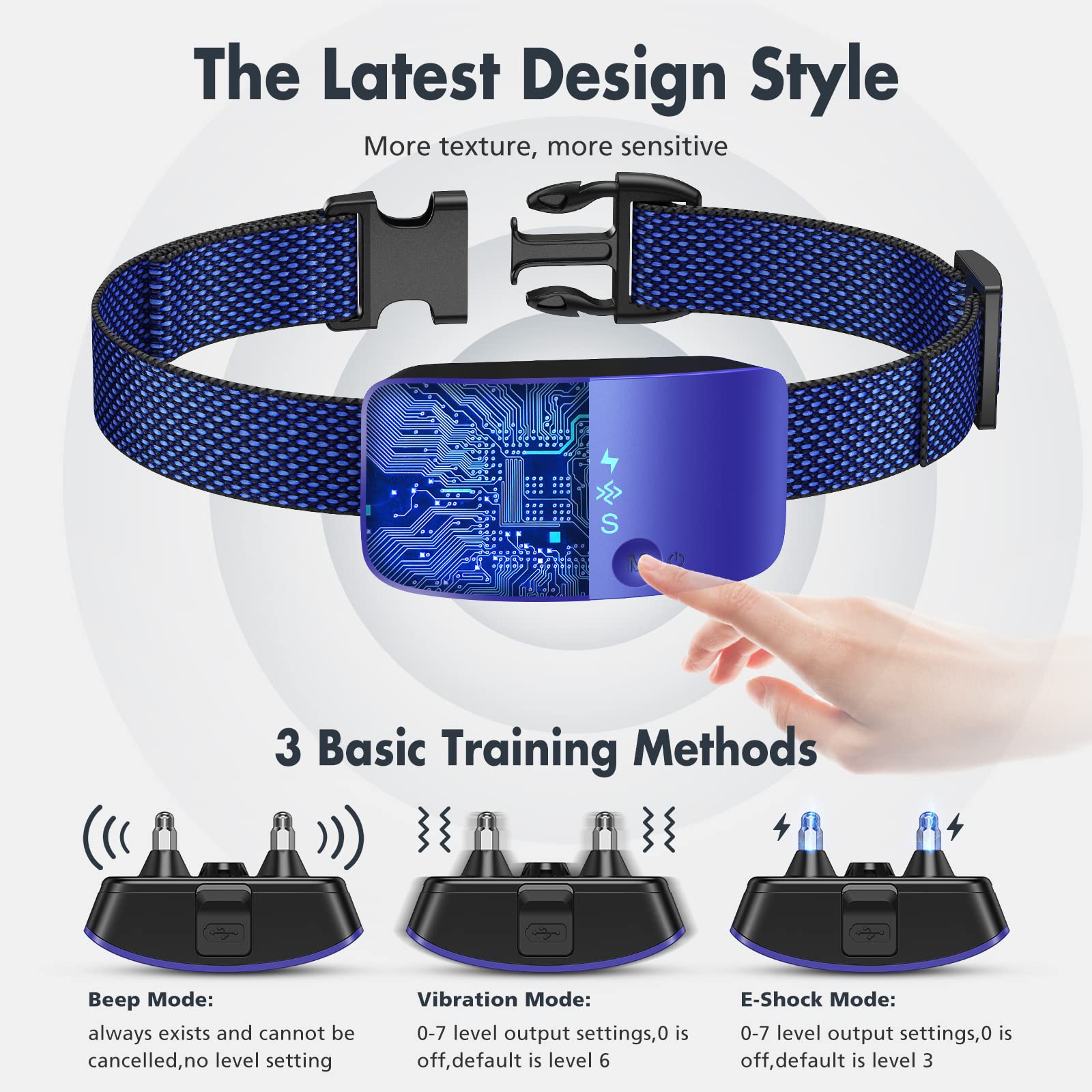 Nbju Bark Collar For Dogs,Rechargeable Anti Barking Training Collar With 7 Adjustable Sensitivity And Intensity Beep Vibration For Small Medium Large Dogs(Dark Blue