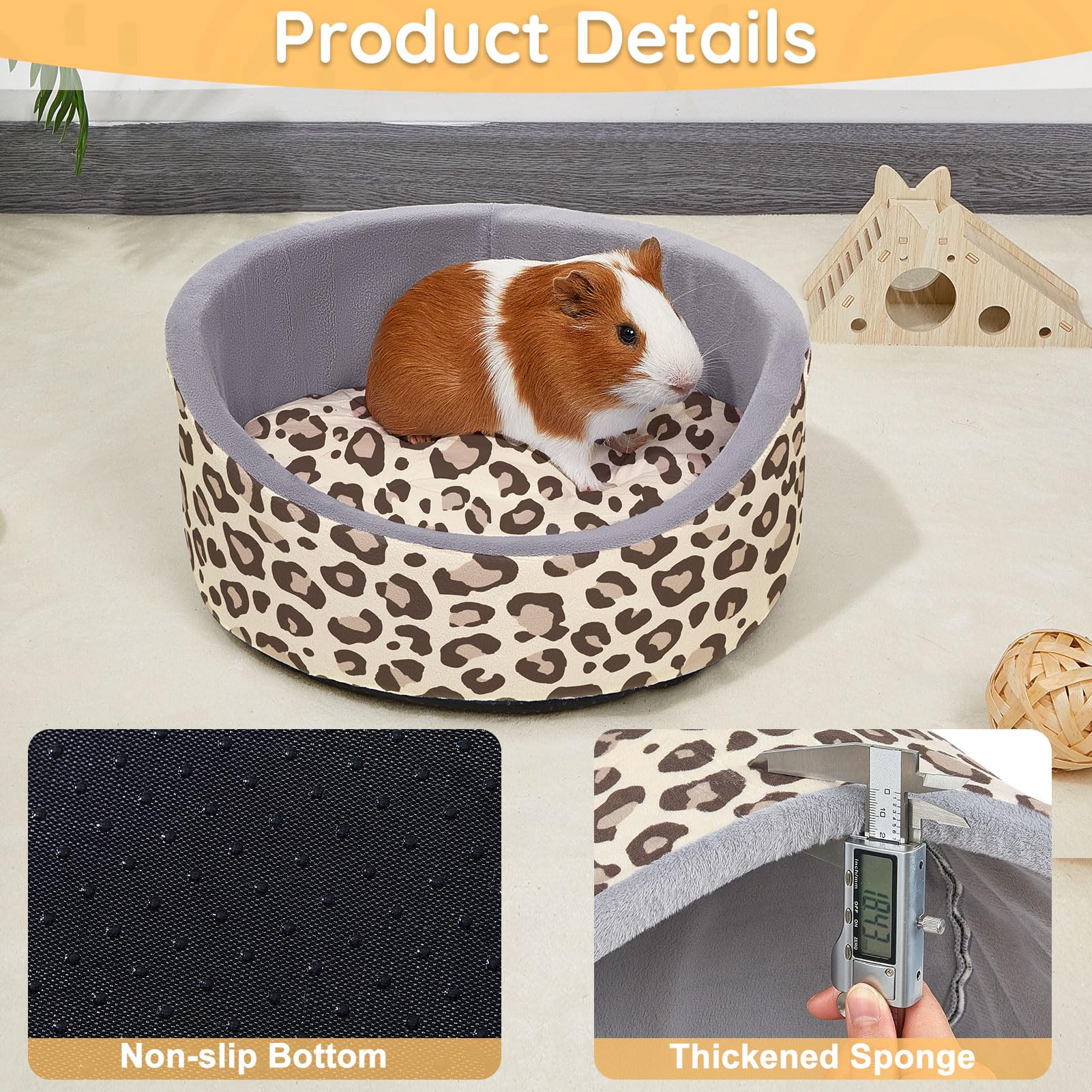 Glittme Soft Rabbit & Guinea Pig Bed - Thick Removable Mat, Machine Washable, Cozy Cuddler Cup Bed For Guinea Pig, Rabbit, Ferre