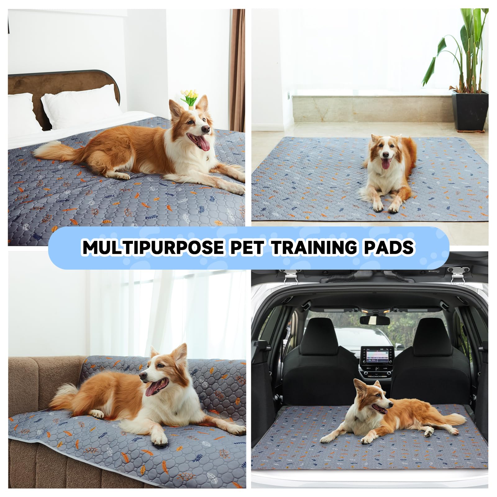 Sunheir Washable Pee Pads For Dogs Extra Large 36'' X 72'' 2-Pack, Reusable Puppy Pads Pet Training Pads, Waterproof Dog Pee Pad