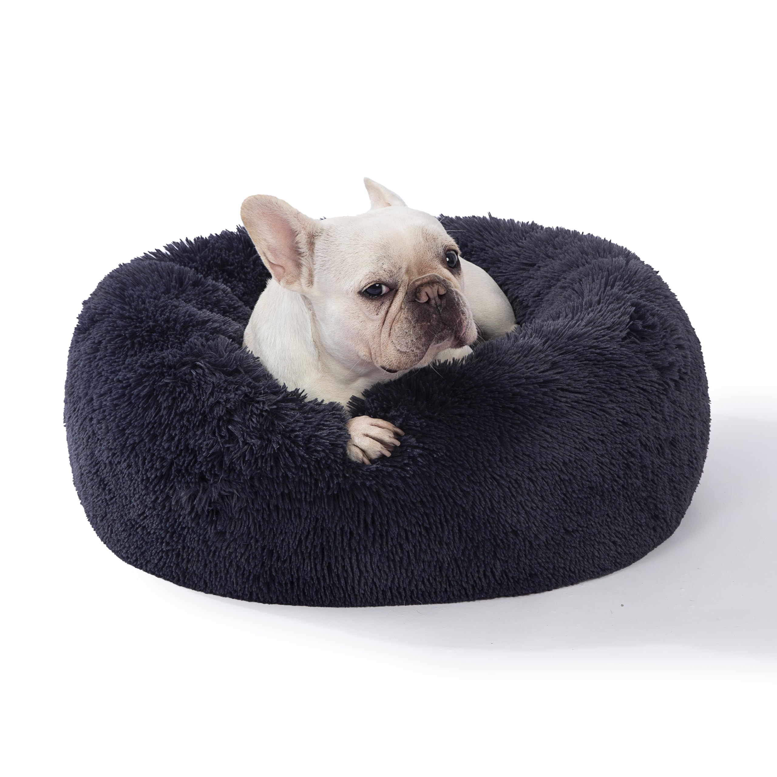 Savfox Plush Calming Donut Dog Beds For Small Dogs, Medium, Large & X-Large Breeds, Comfy Cuddler Dog Bed And Cat Bed In Faux Fu