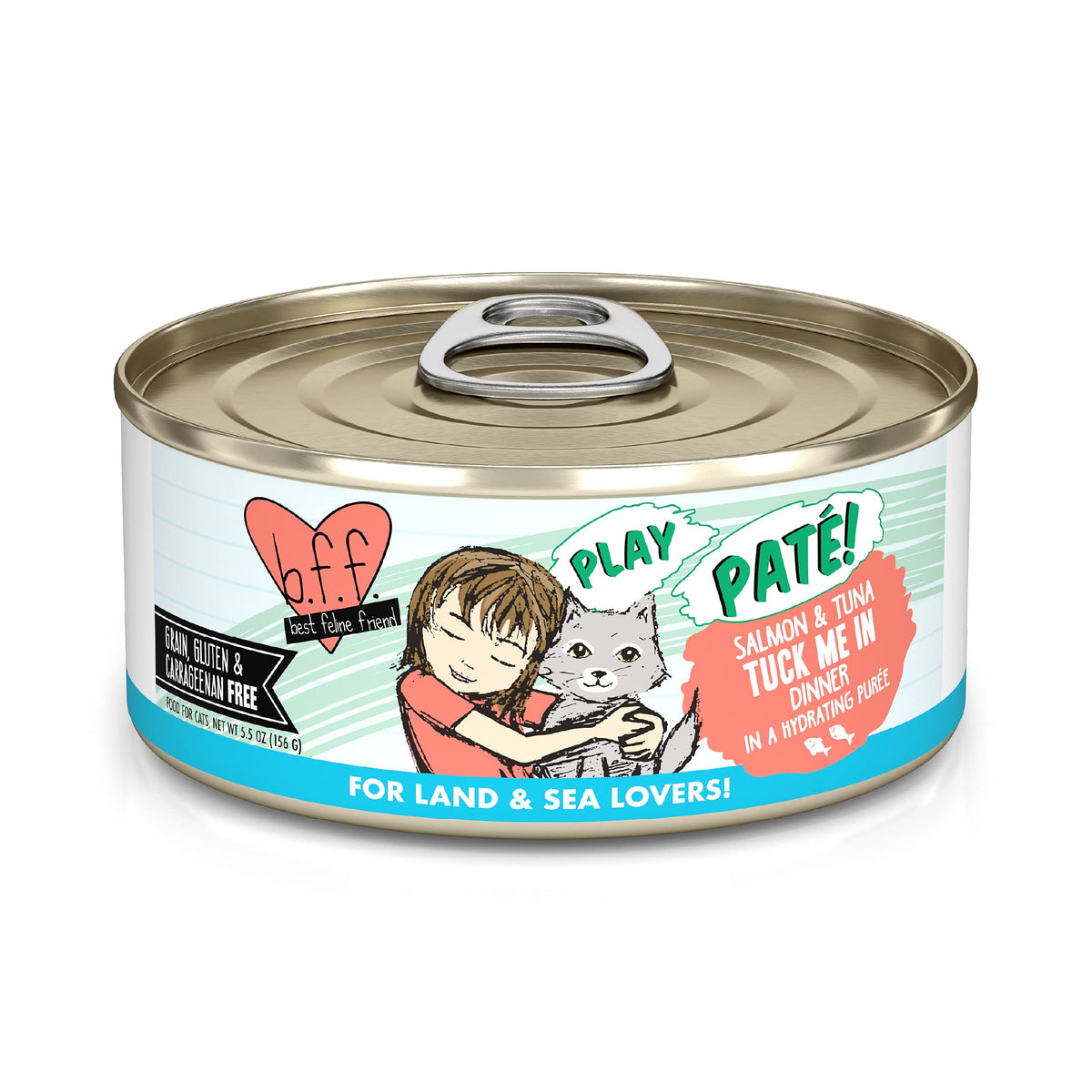 B.F.F. Play - Best Feline Friend Paté Lovers, Aw Yeah!, Salmon & Tuna Tuck Me In With Salmon & Tuna, 5.5Oz Can (Pack Of 8)